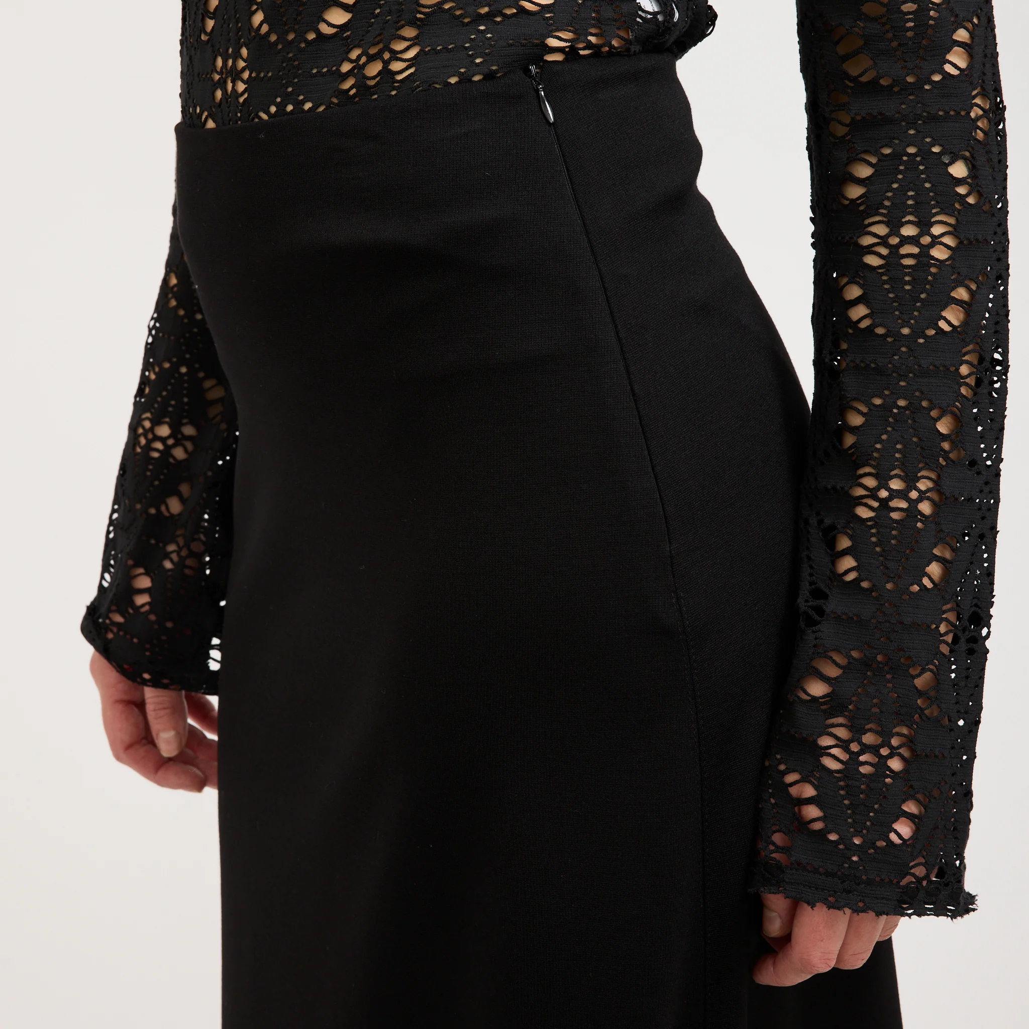 Stretch Viscose Flared Skirt Black - Image 5