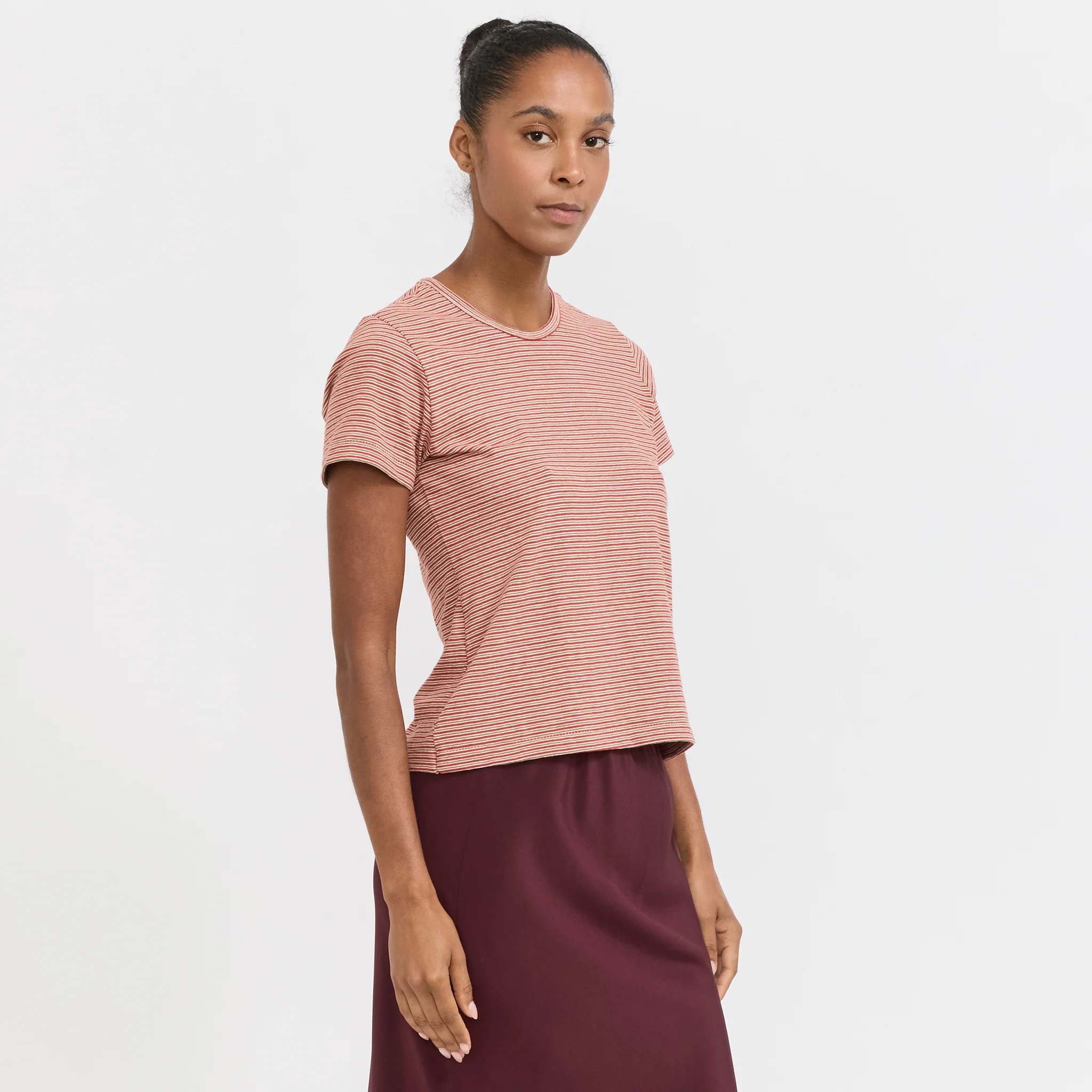Stripe Heritage T-Shirt Red/Natural/Olive - Image 3