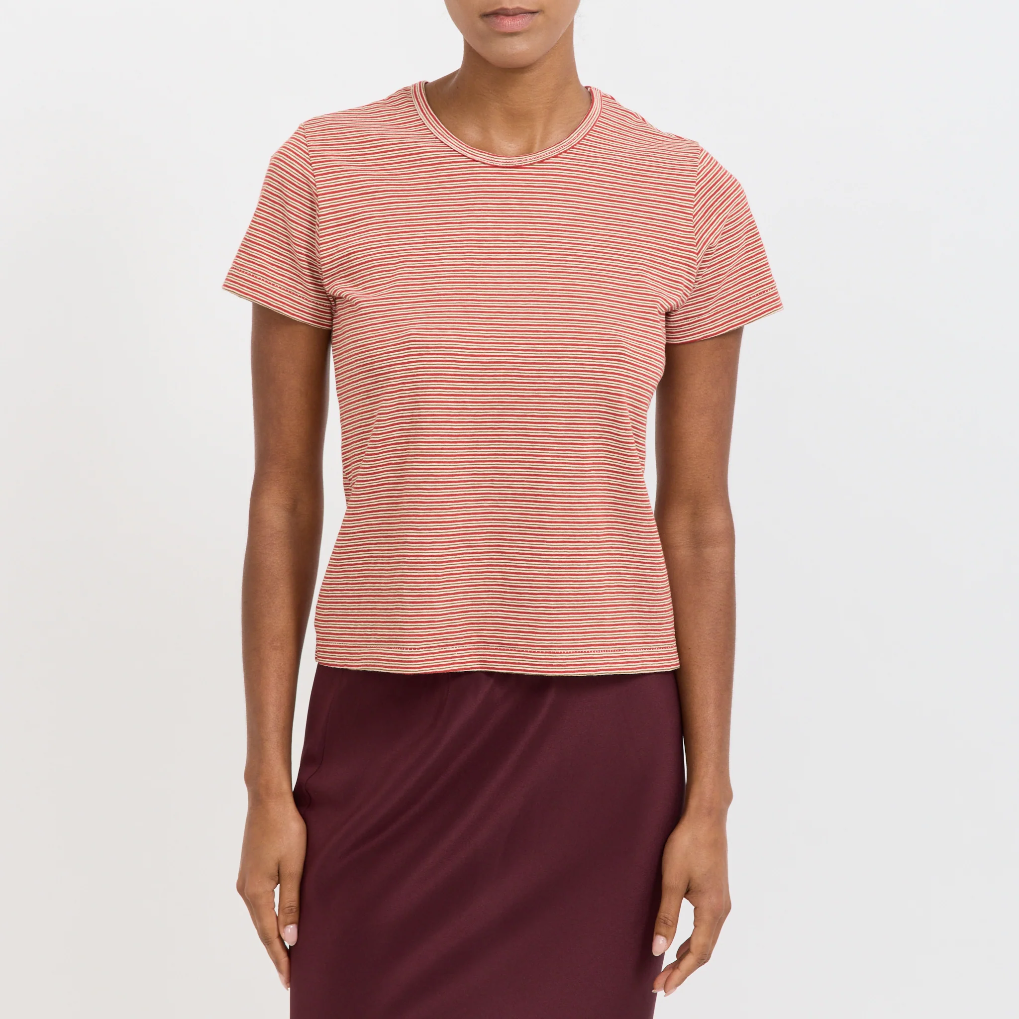 Stripe Heritage T-Shirt Red/Natural/Olive - Image 5