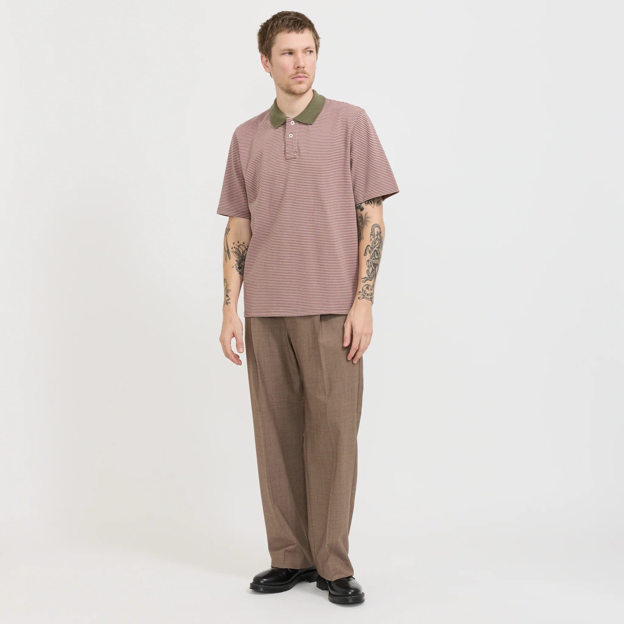 Stripe Pique Polo Pink - Image 6