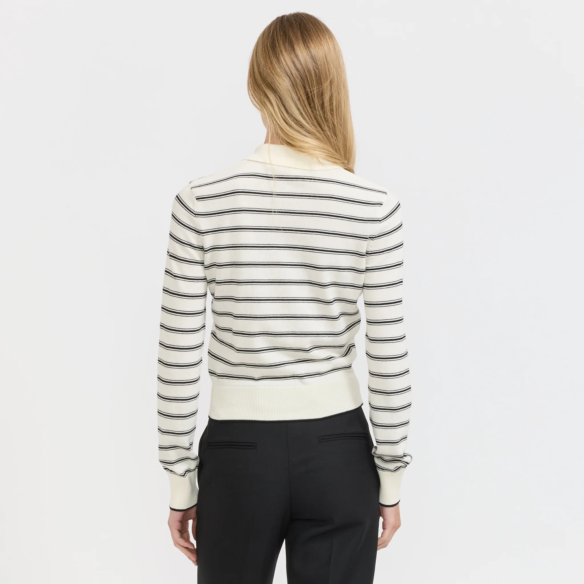 Striped Knit Cardigan Ecru/Black - Image 4