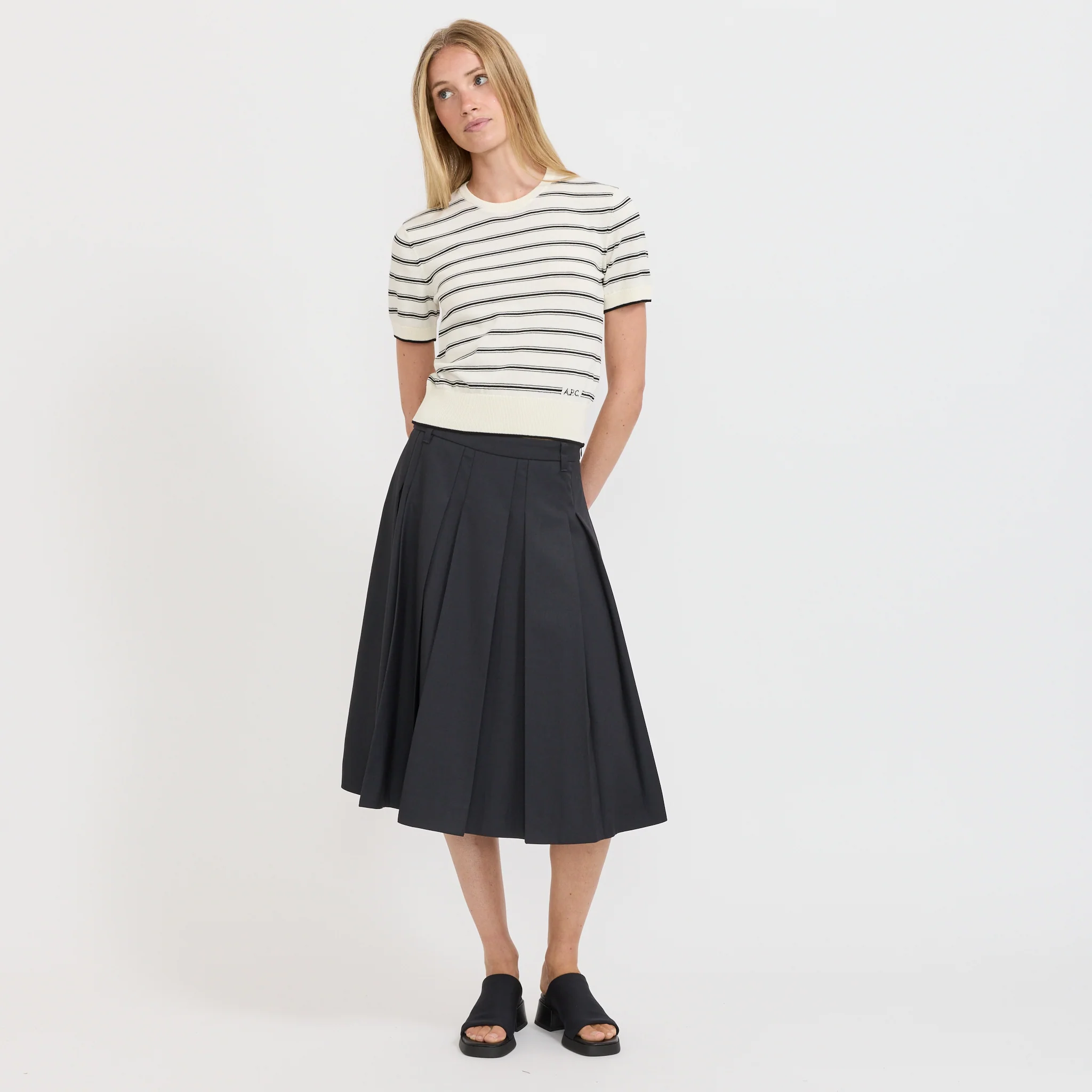 Striped Knit Top Ecru/Black - Image 2