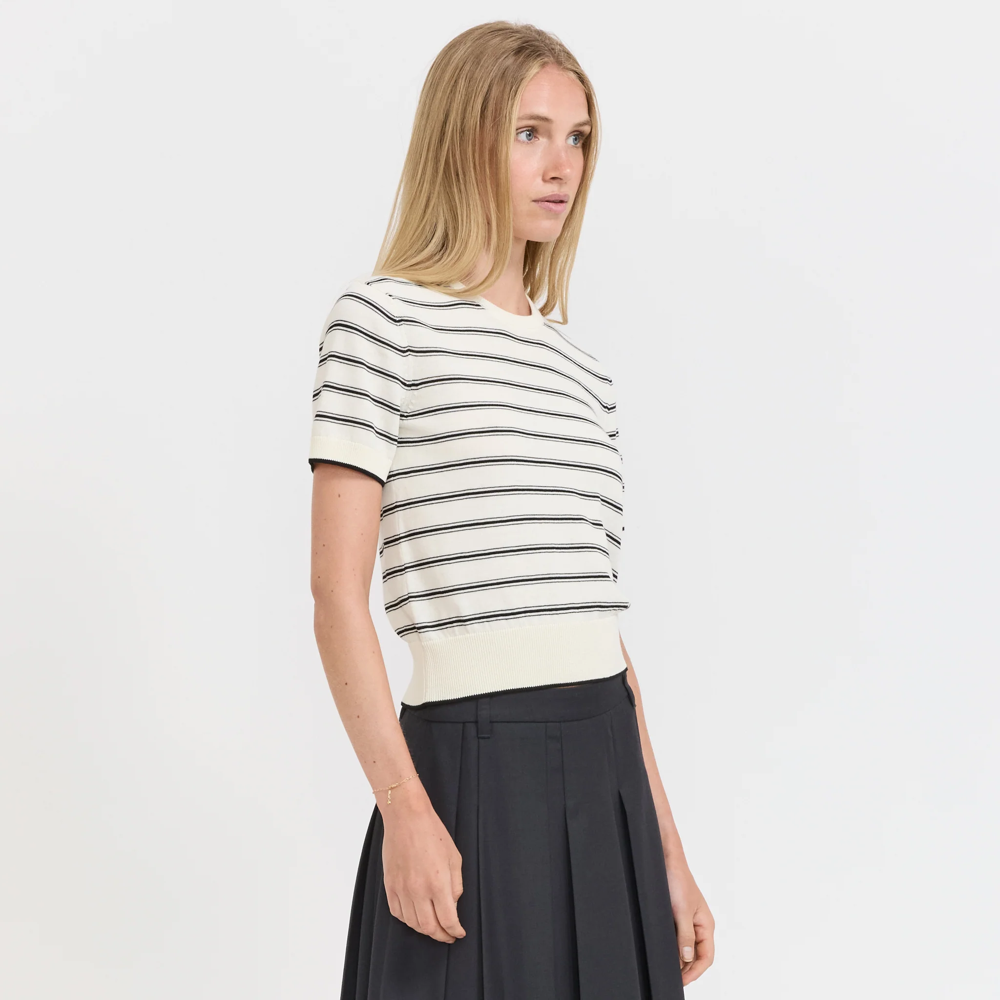 Striped Knit Top Ecru/Black - Image 3