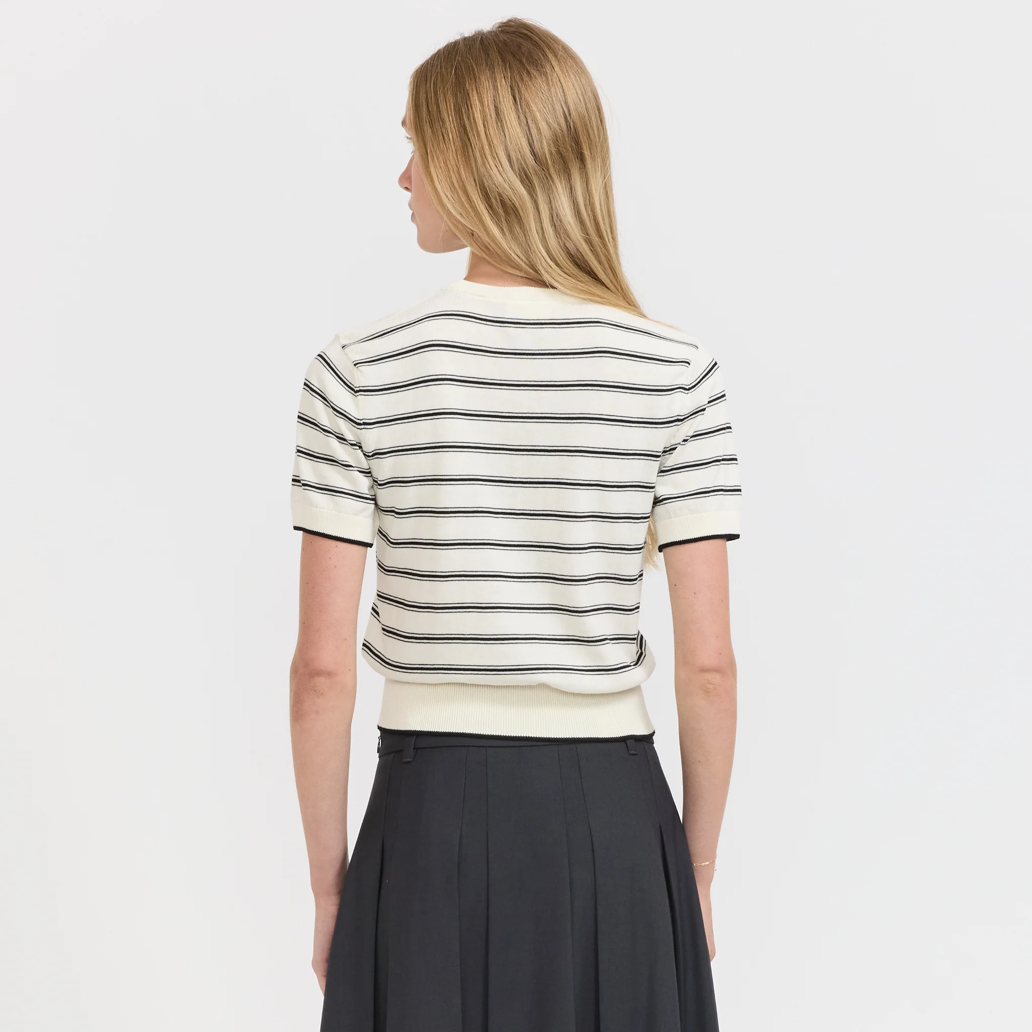 Striped Knit Top Ecru/Black - Image 4