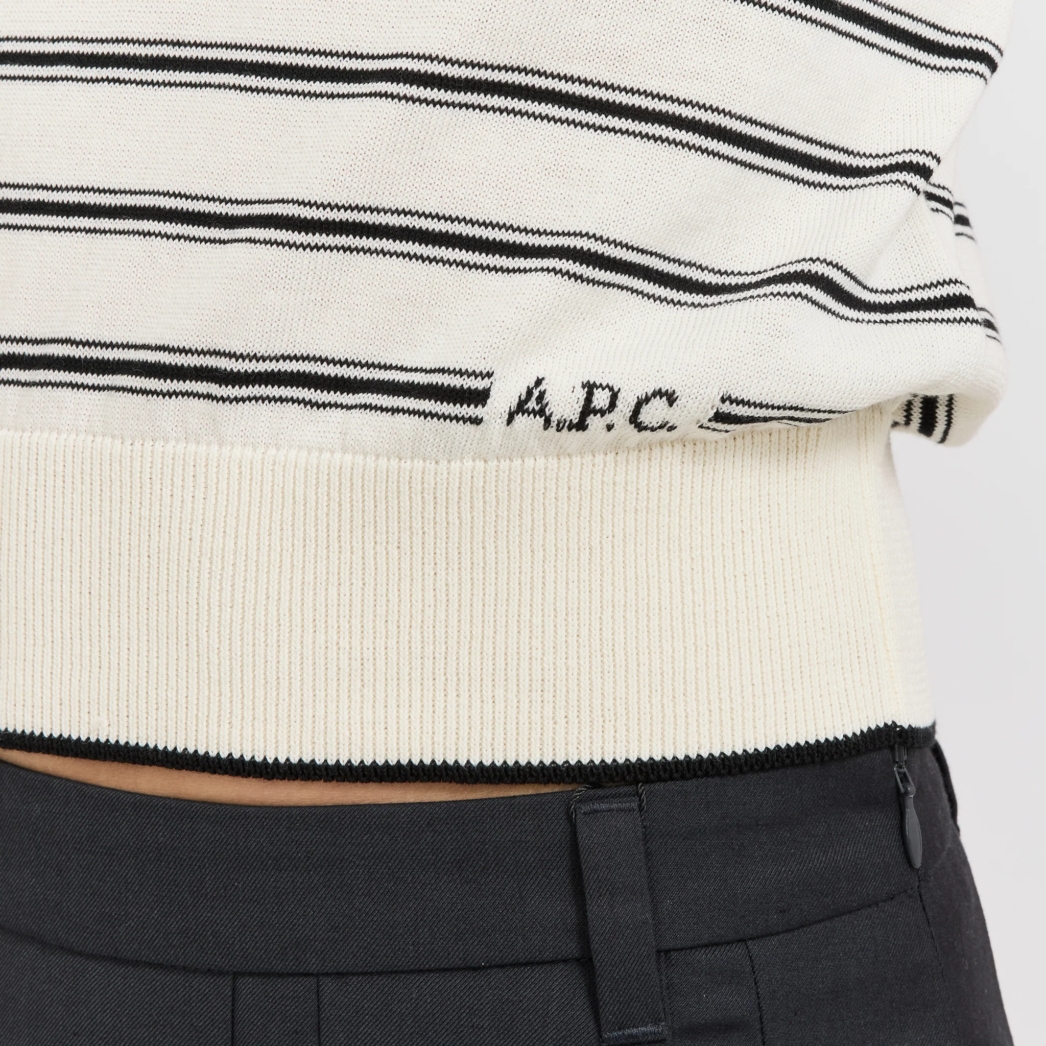 Striped Knit Top Ecru/Black - Image 6