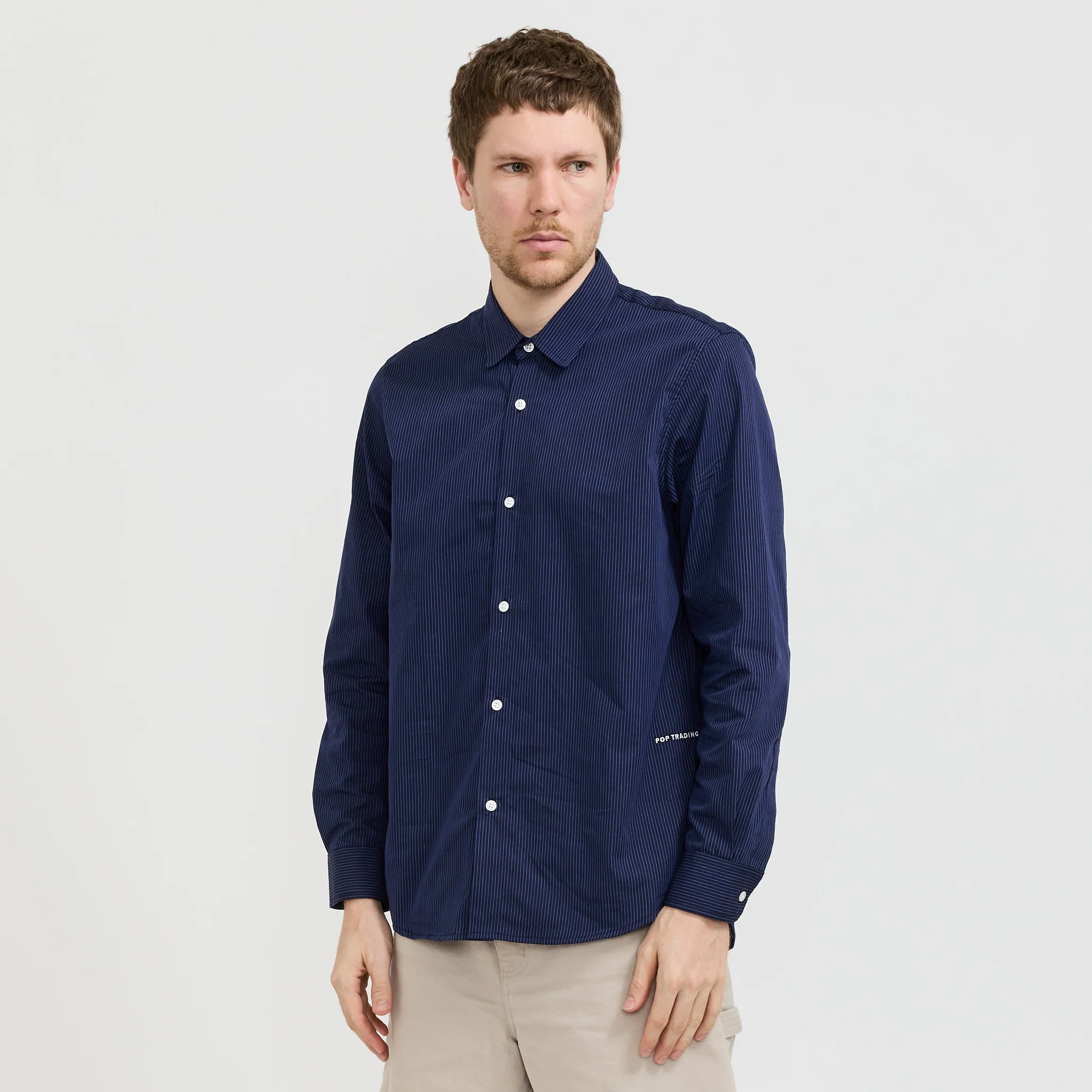 Striped Logo Shirt Navy