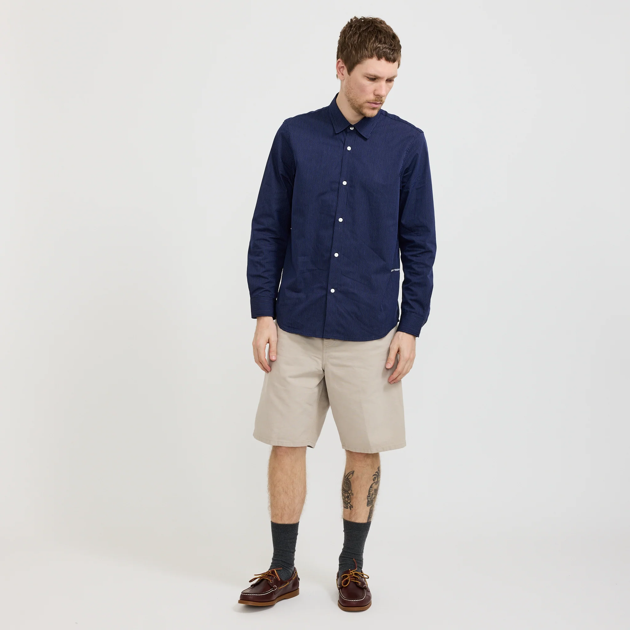 Striped Logo Shirt Navy - Image 7