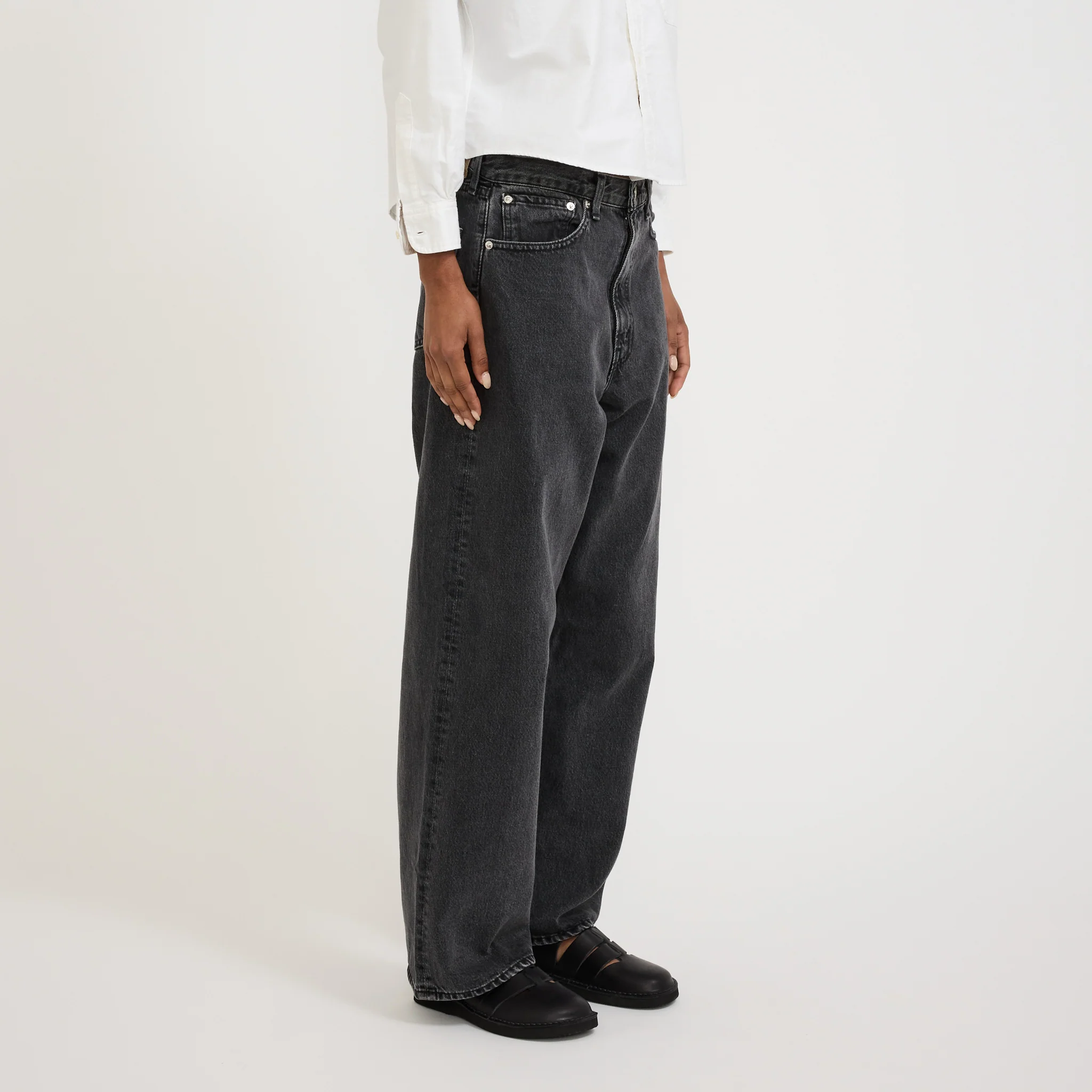 Super Dad's Denim Pants Black Denim Stone Womens - Image 3