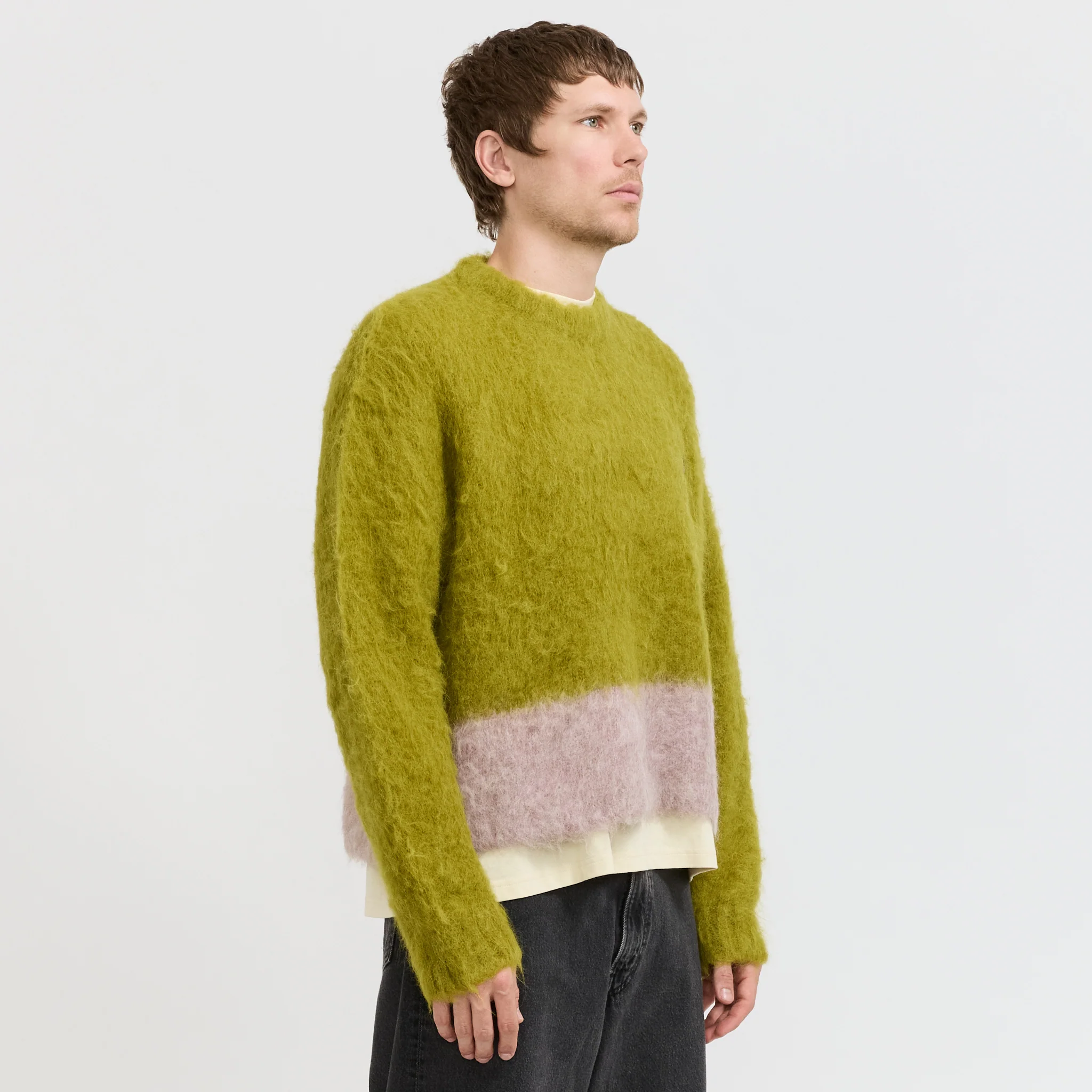 Super Hairy Boxy Knit Sweater Lime - Image 3