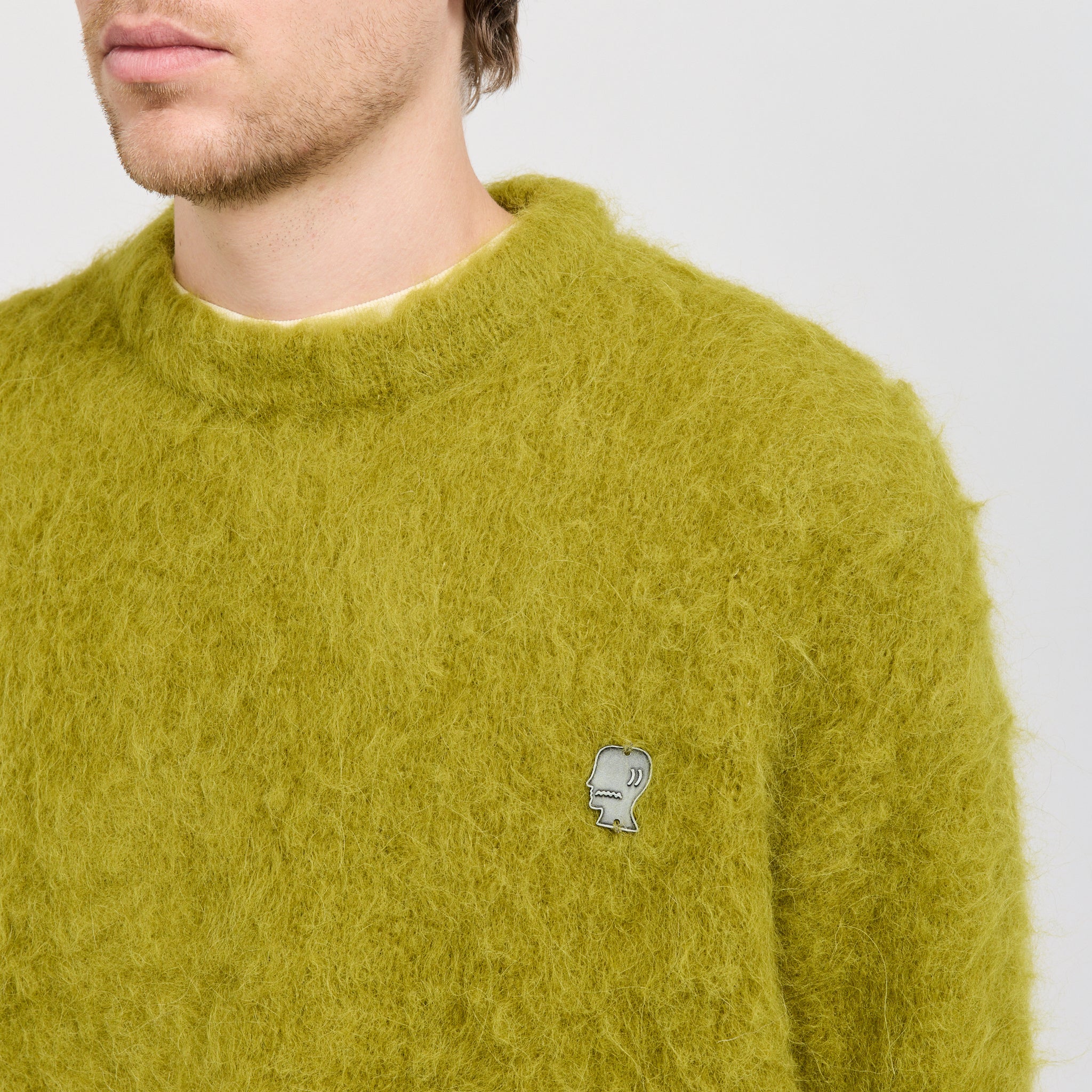 Super Hairy Boxy Knit Sweater Lime - Image 6