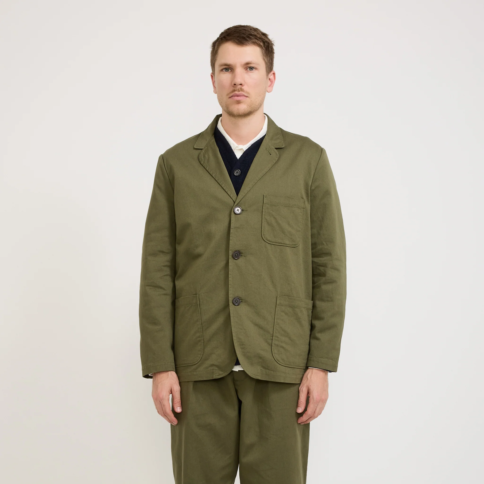 Three Button Jacket Twill Light Olive - Image 3