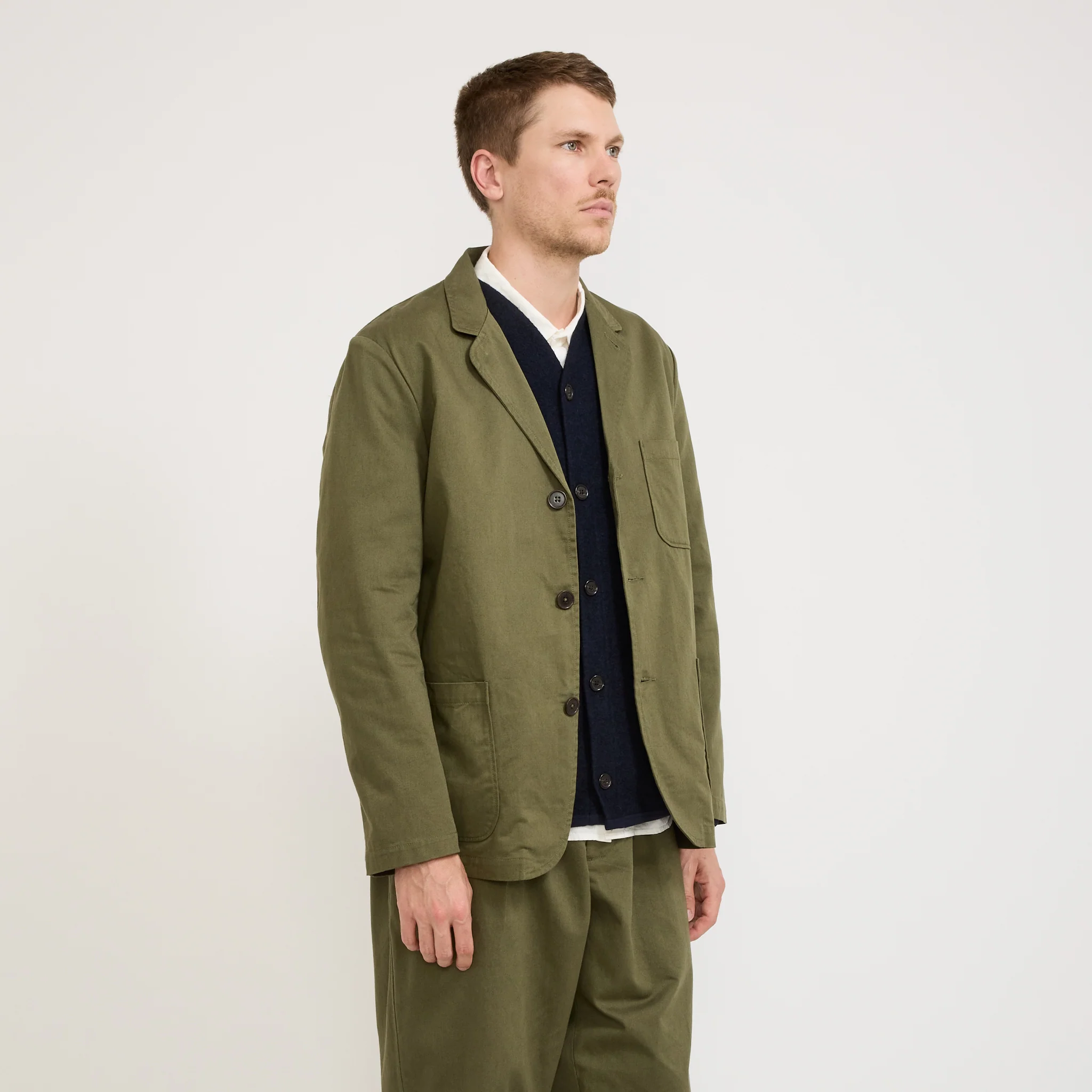 Three Button Jacket Twill Light Olive - Image 4