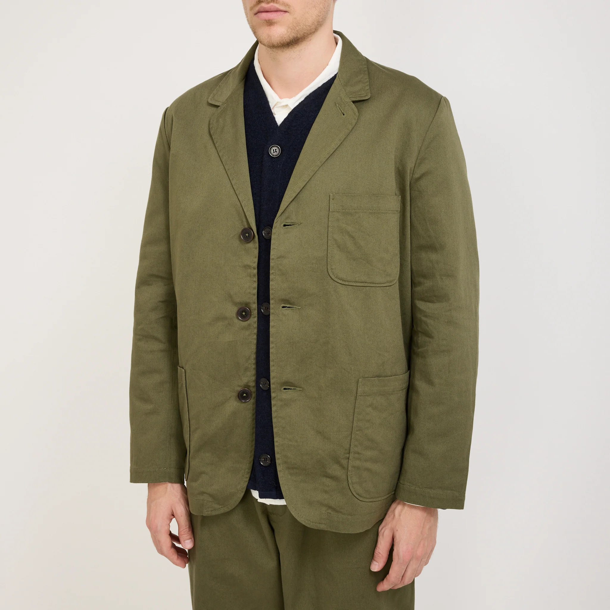 Three Button Jacket Twill Light Olive - Image 6