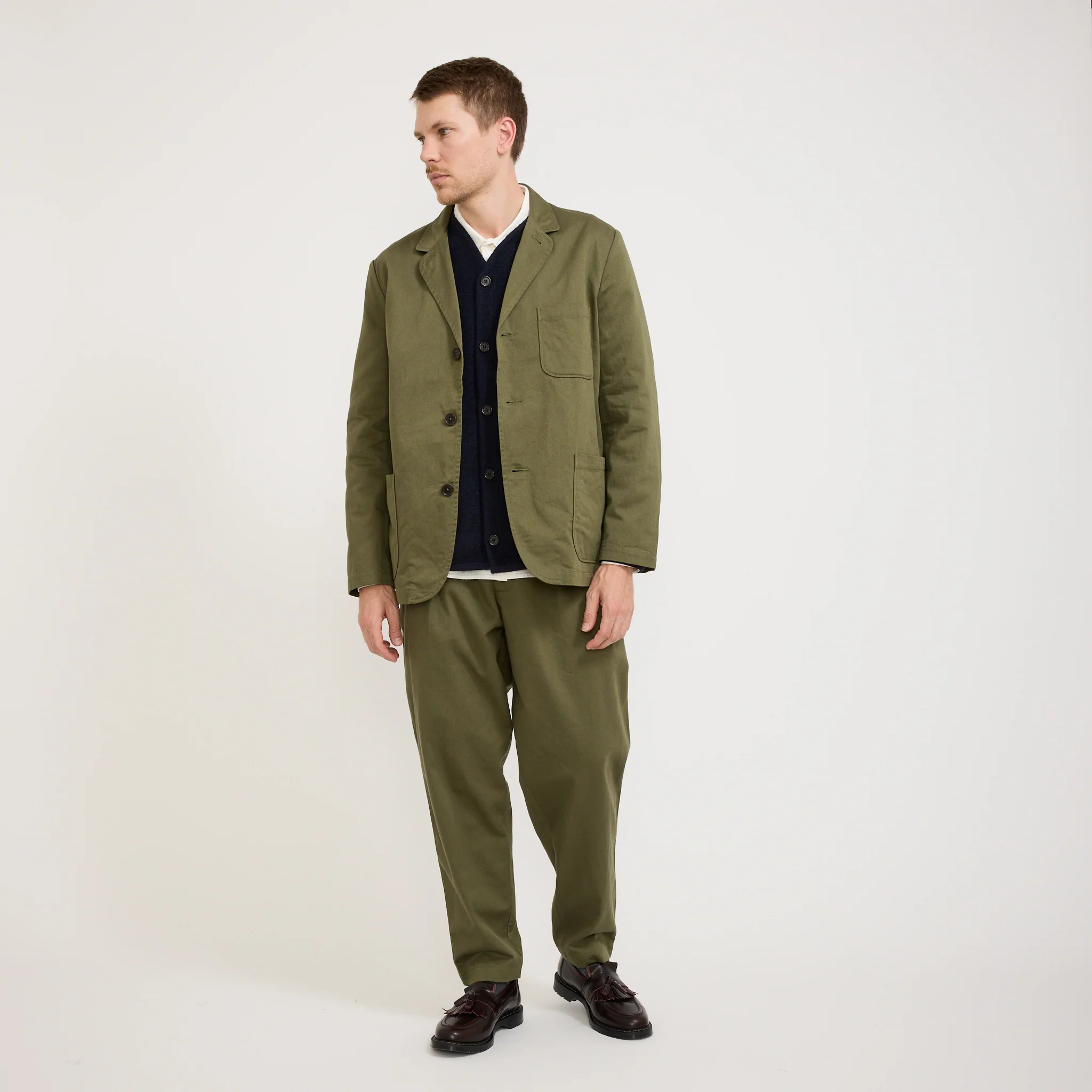 Three Button Jacket Twill Light Olive - Image 8
