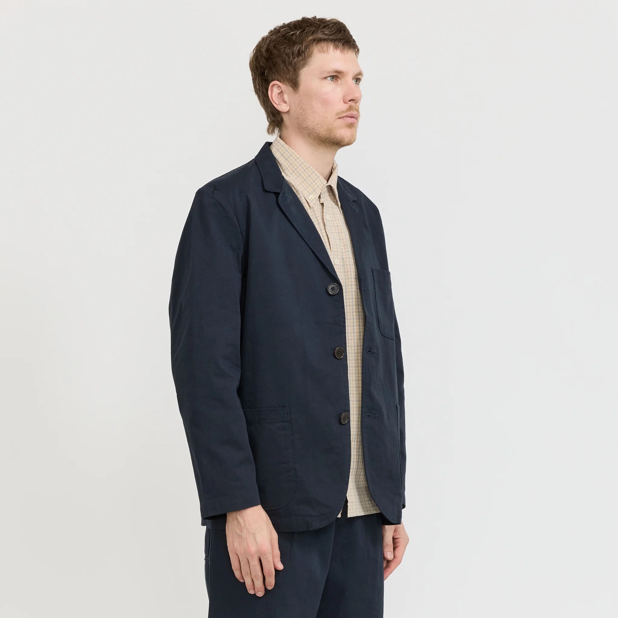 Three Button Jacket Twill Navy - Image 3