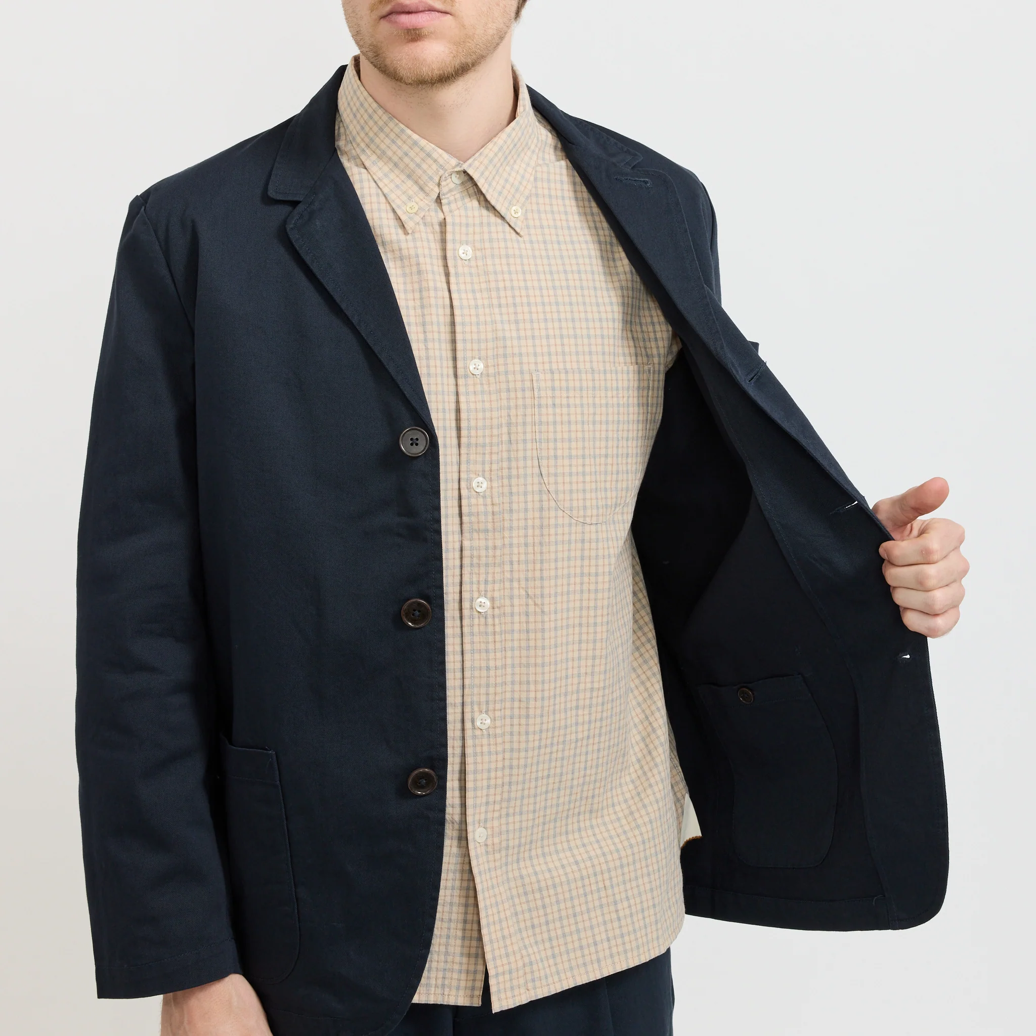 Three Button Jacket Twill Navy - Image 7
