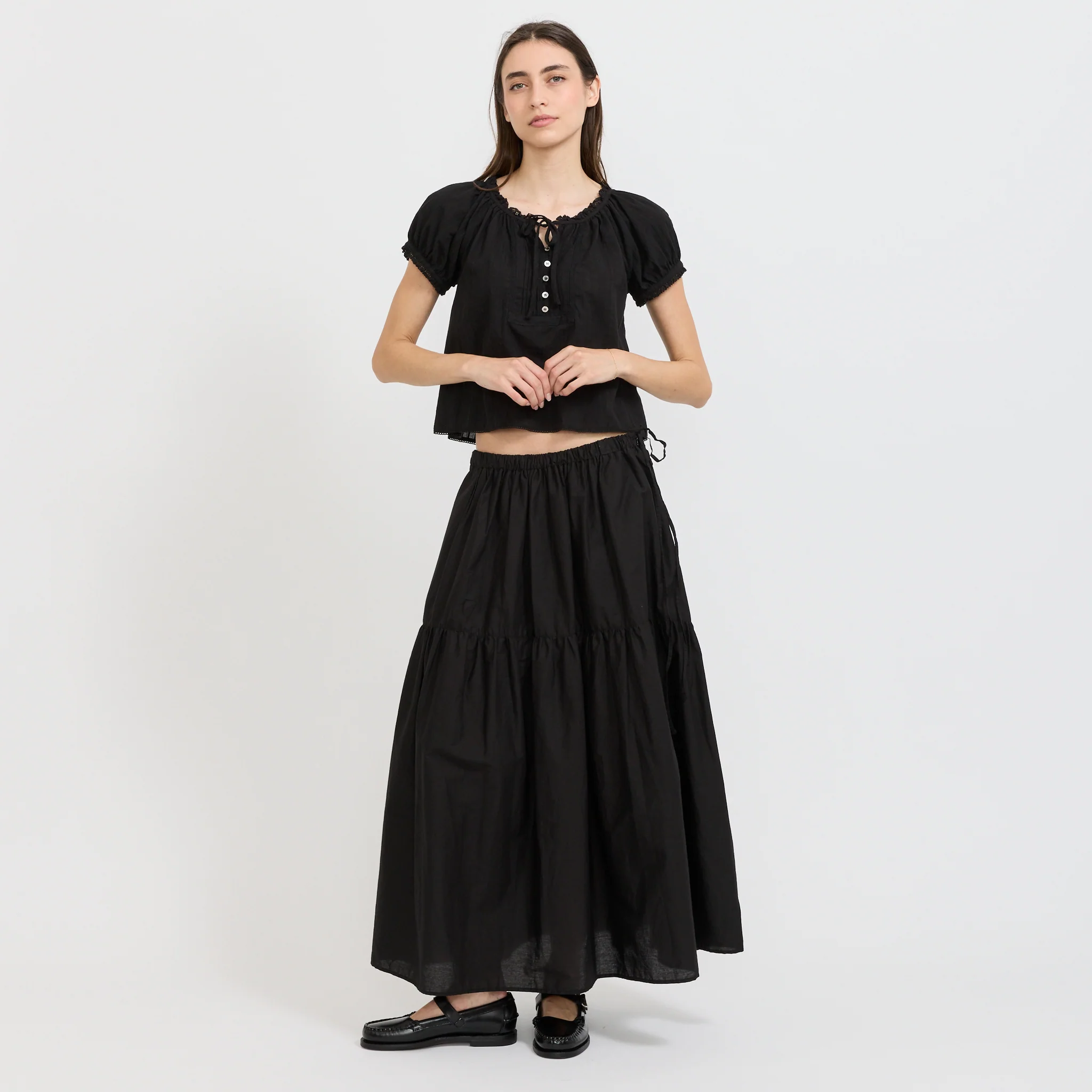 Tiered Maxi Skirt Black - Image 2