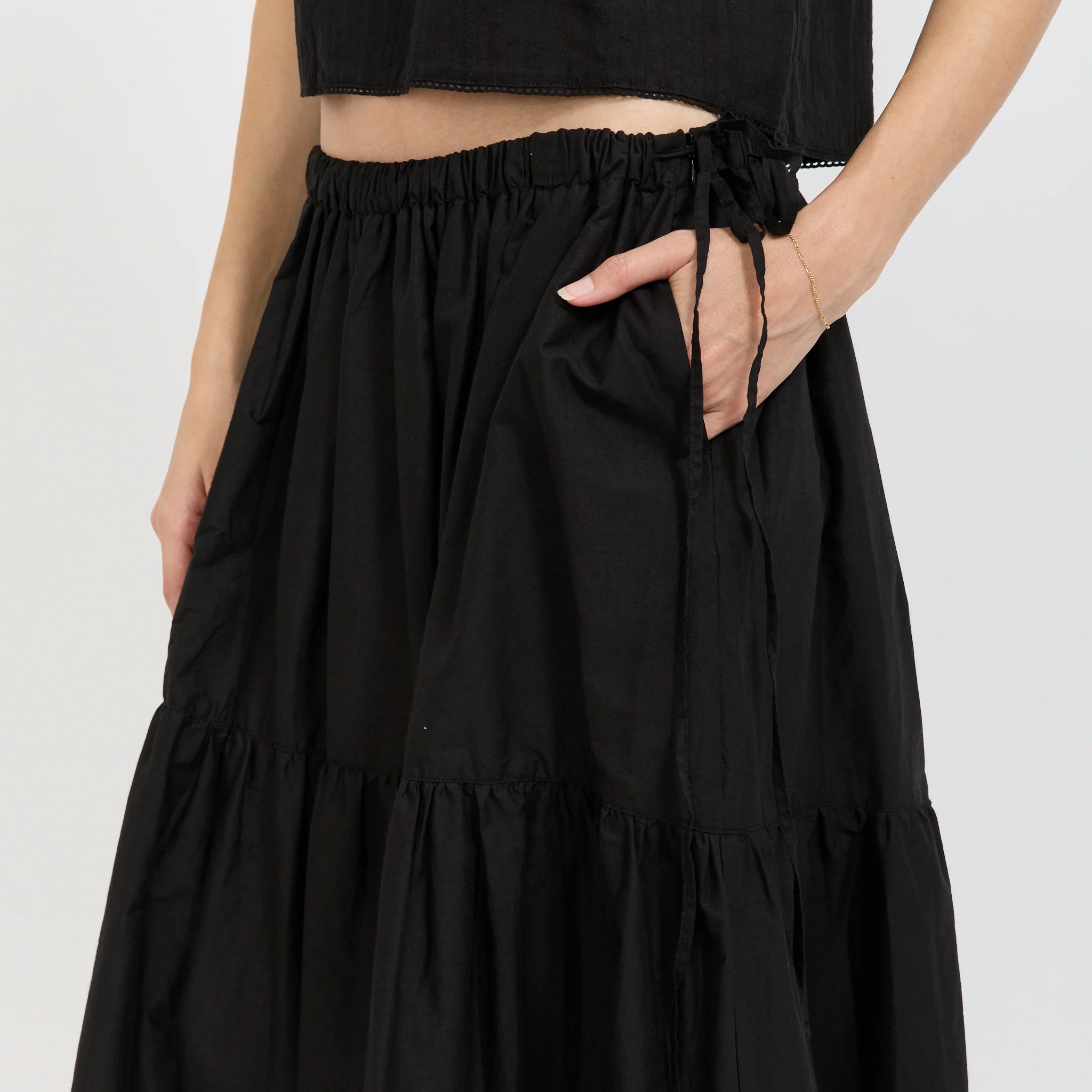 Tiered Maxi Skirt Black - Image 5