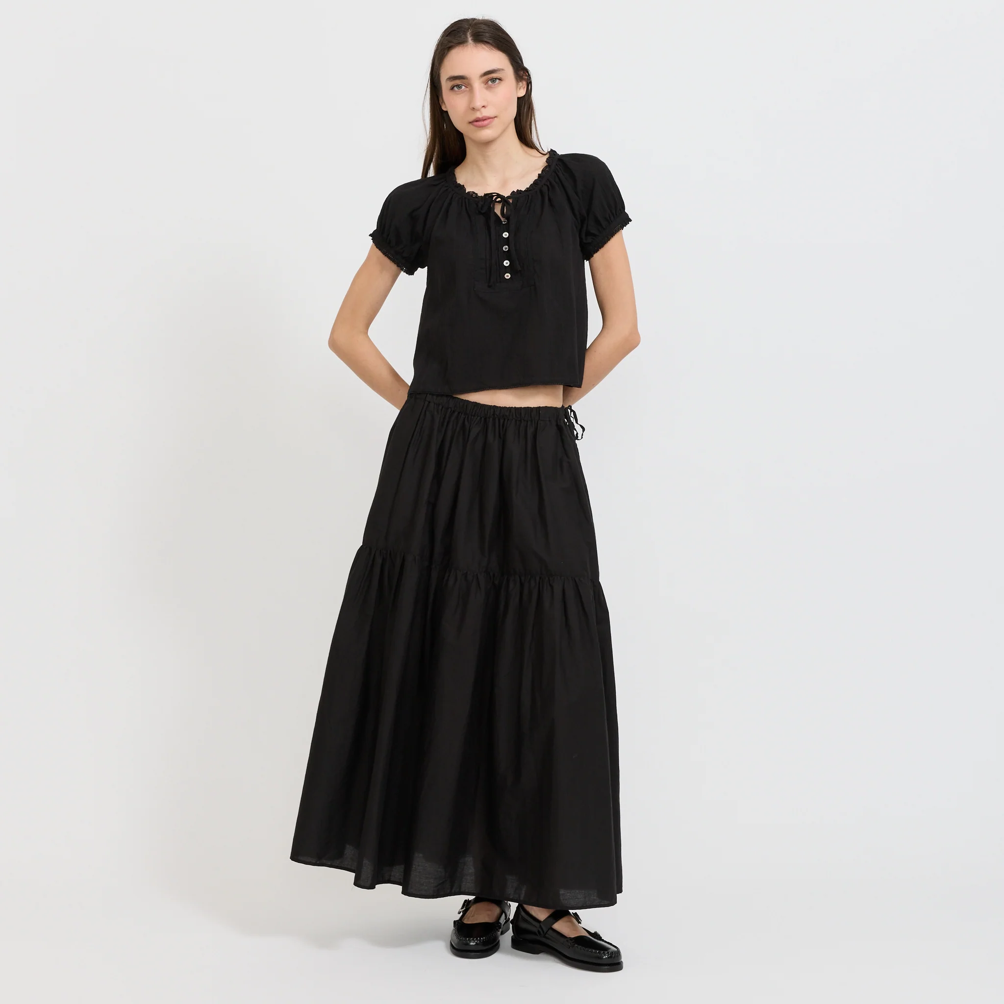 Tiered Maxi Skirt Black - Image 8