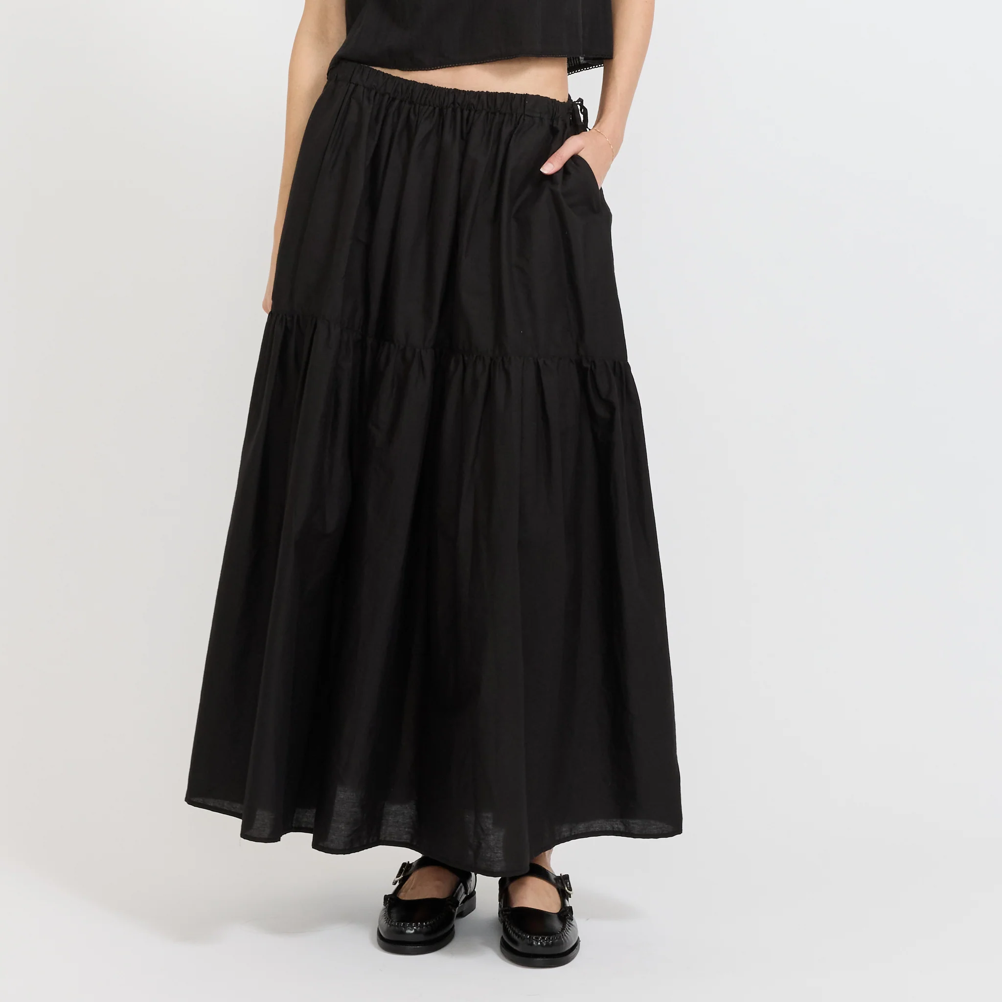 Tiered Maxi Skirt Black - Image 9