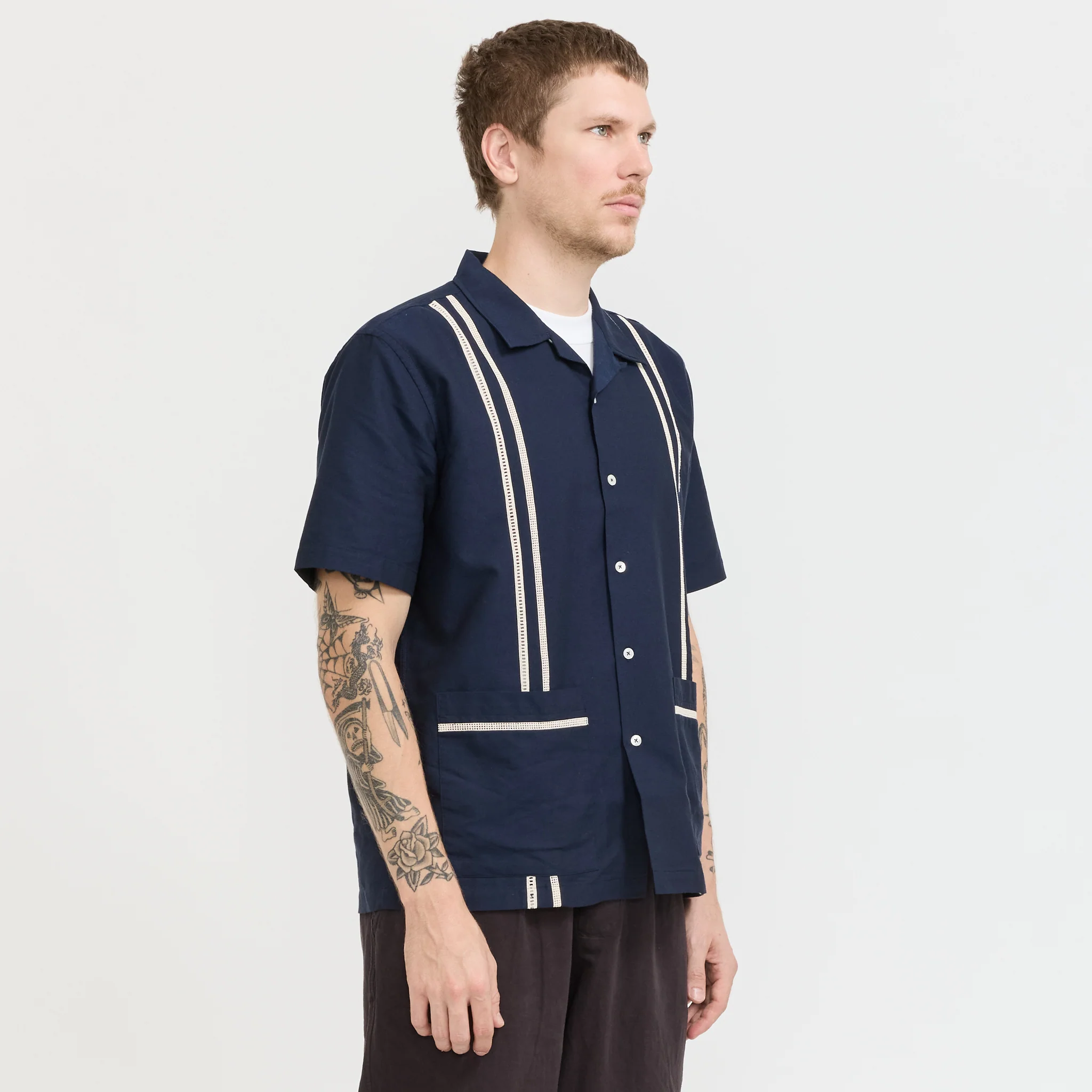Tropicana Oxford Shirt Navy - Image 3