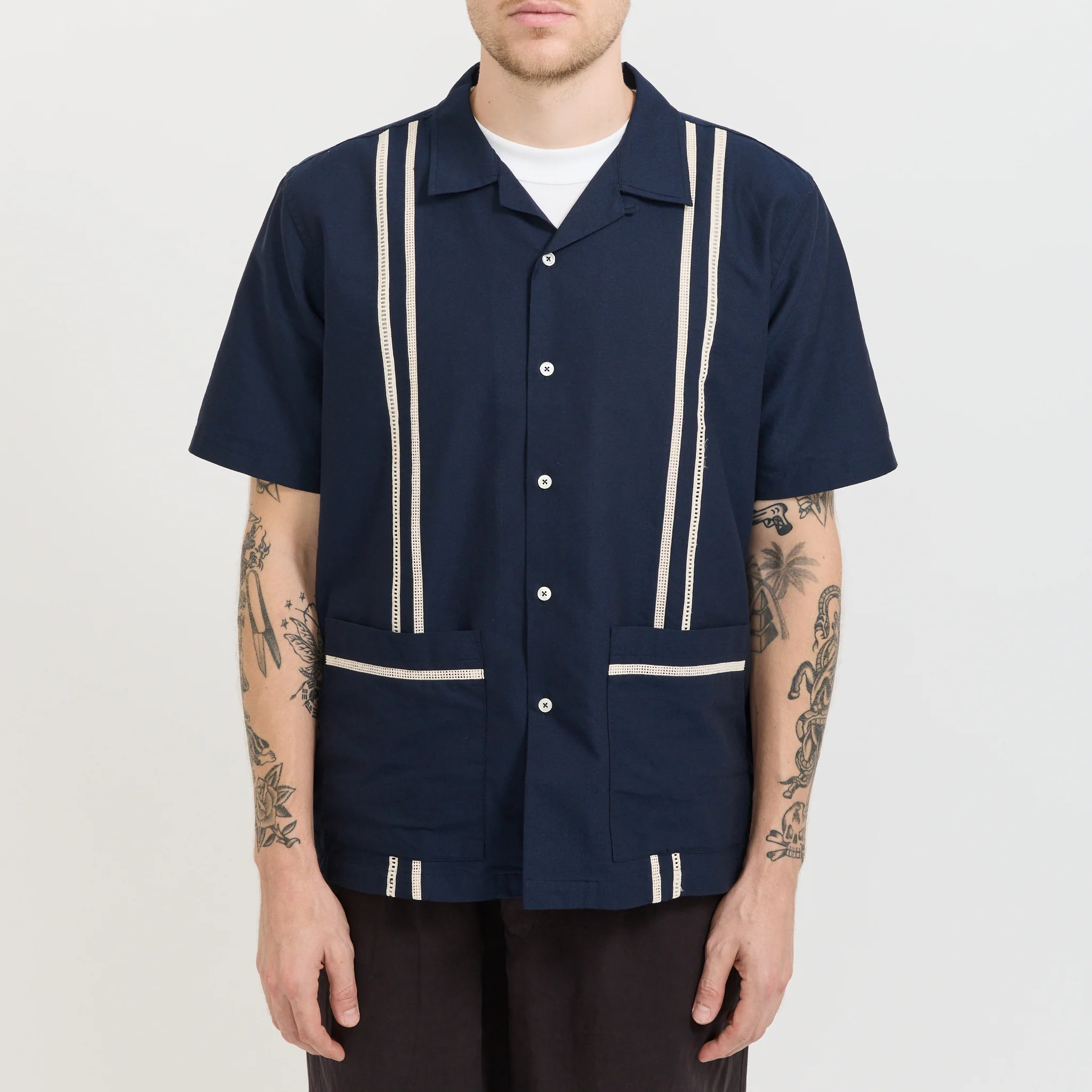 Tropicana Oxford Shirt Navy - Image 5