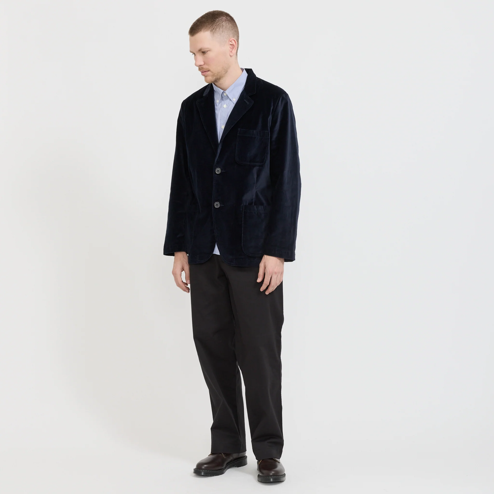 Two Button Jacket Velveteen Navy - Image 2