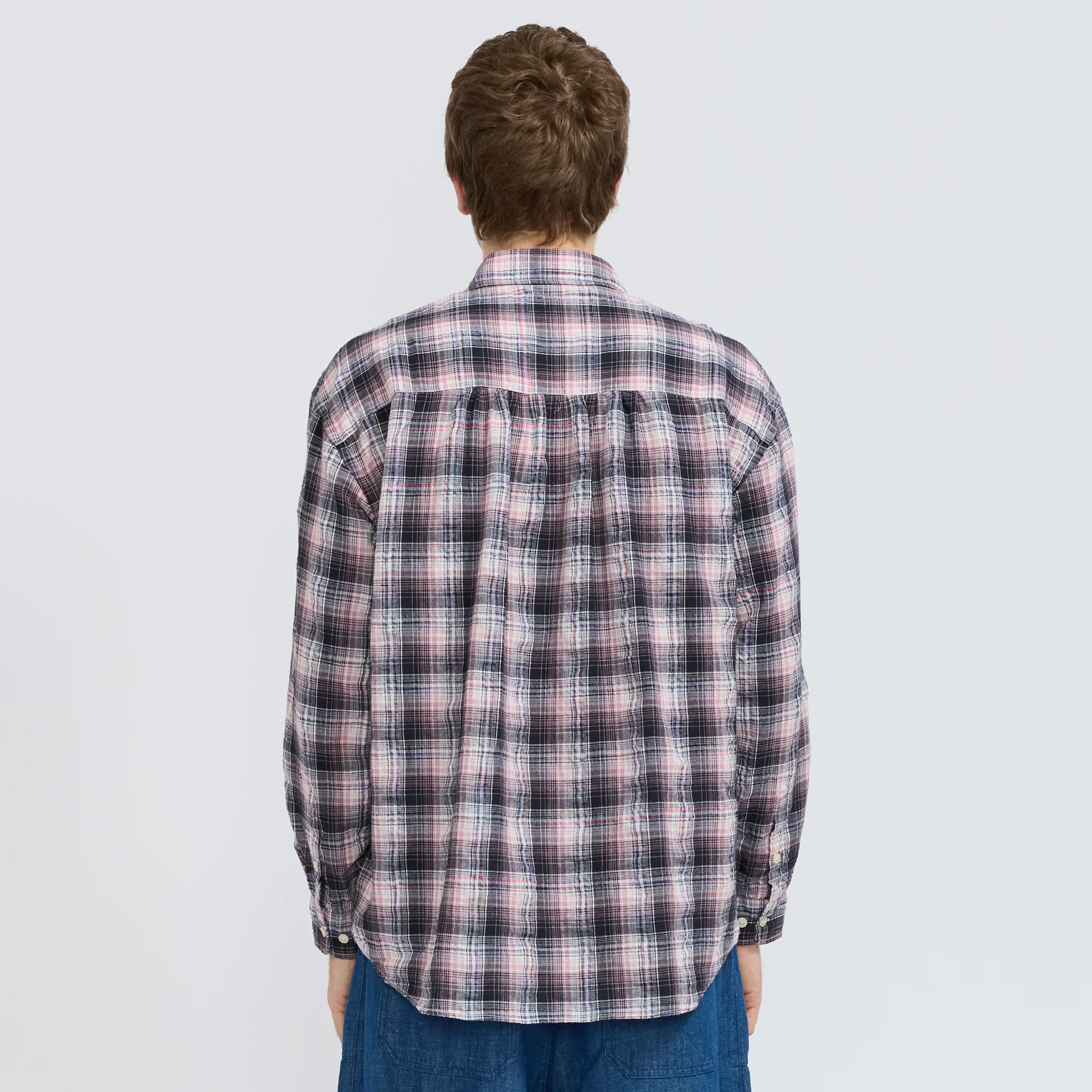 Uneven Check Shirt Pink - Image 6