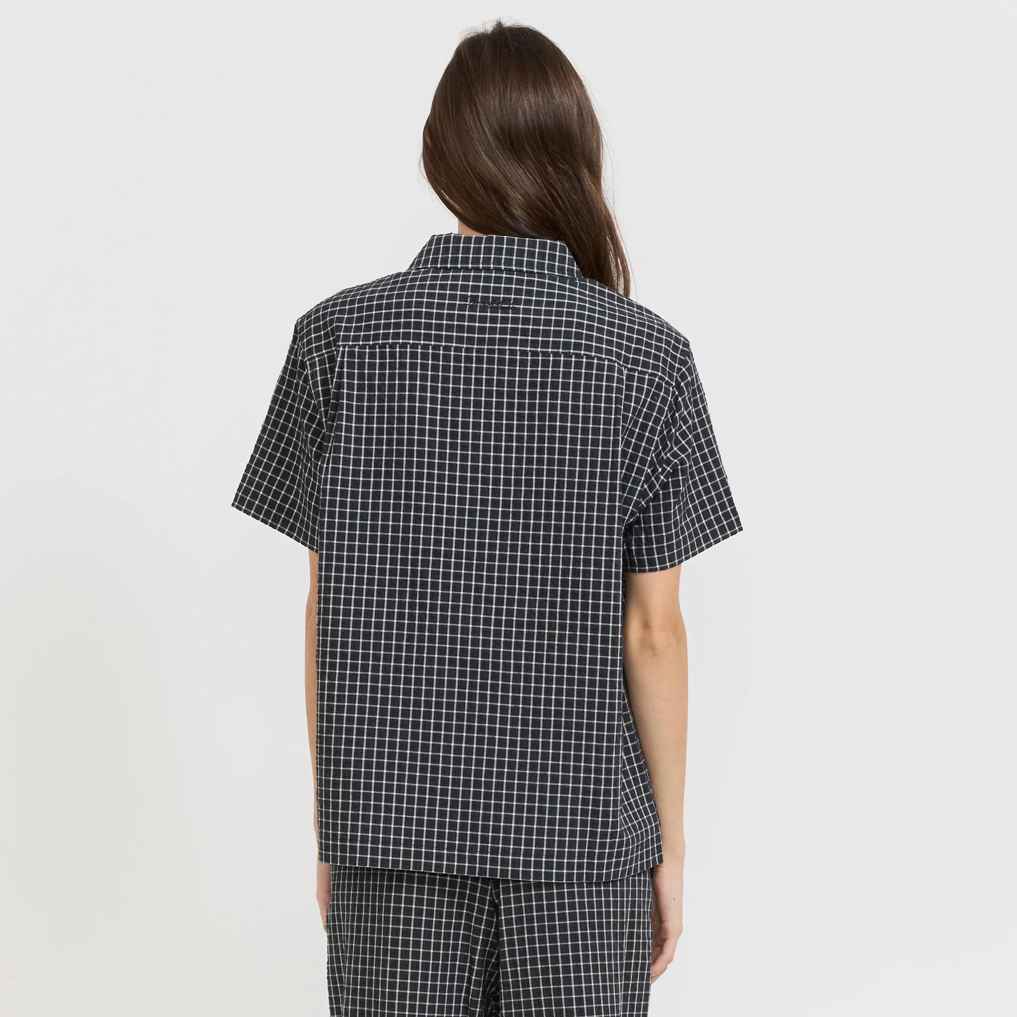 Unisex Holiday Checked Shirt Black Check - Image 4
