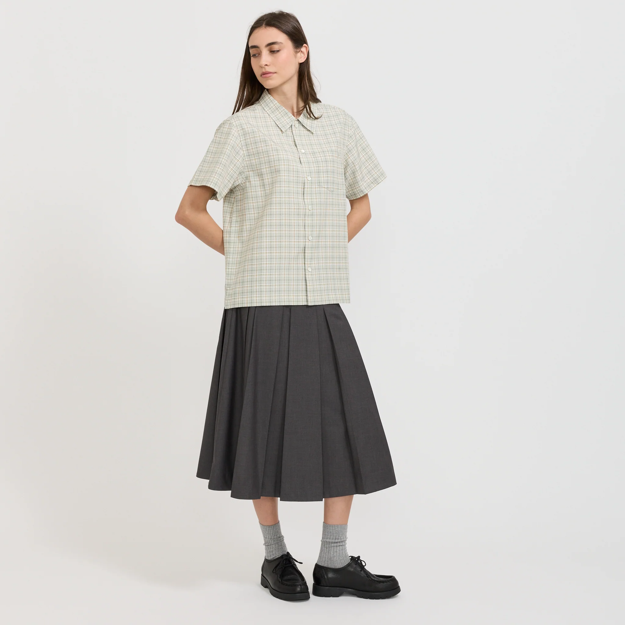 Unisex Holiday Checked Shirt Olive Check - Image 2