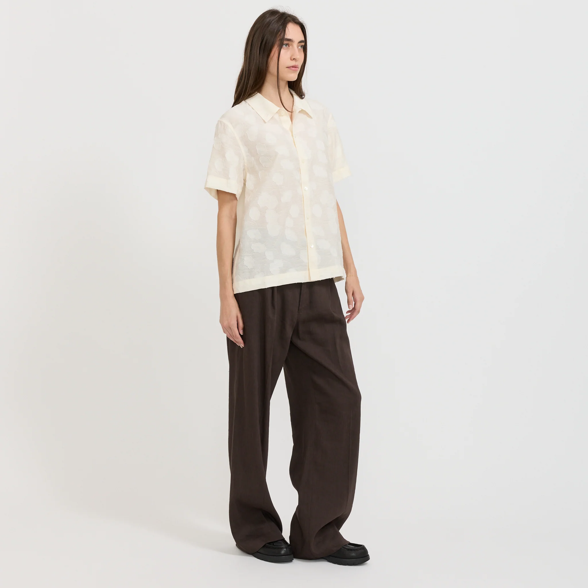 Unisex Holiday Jacquard Shirt Cream Jacquard - Image 2