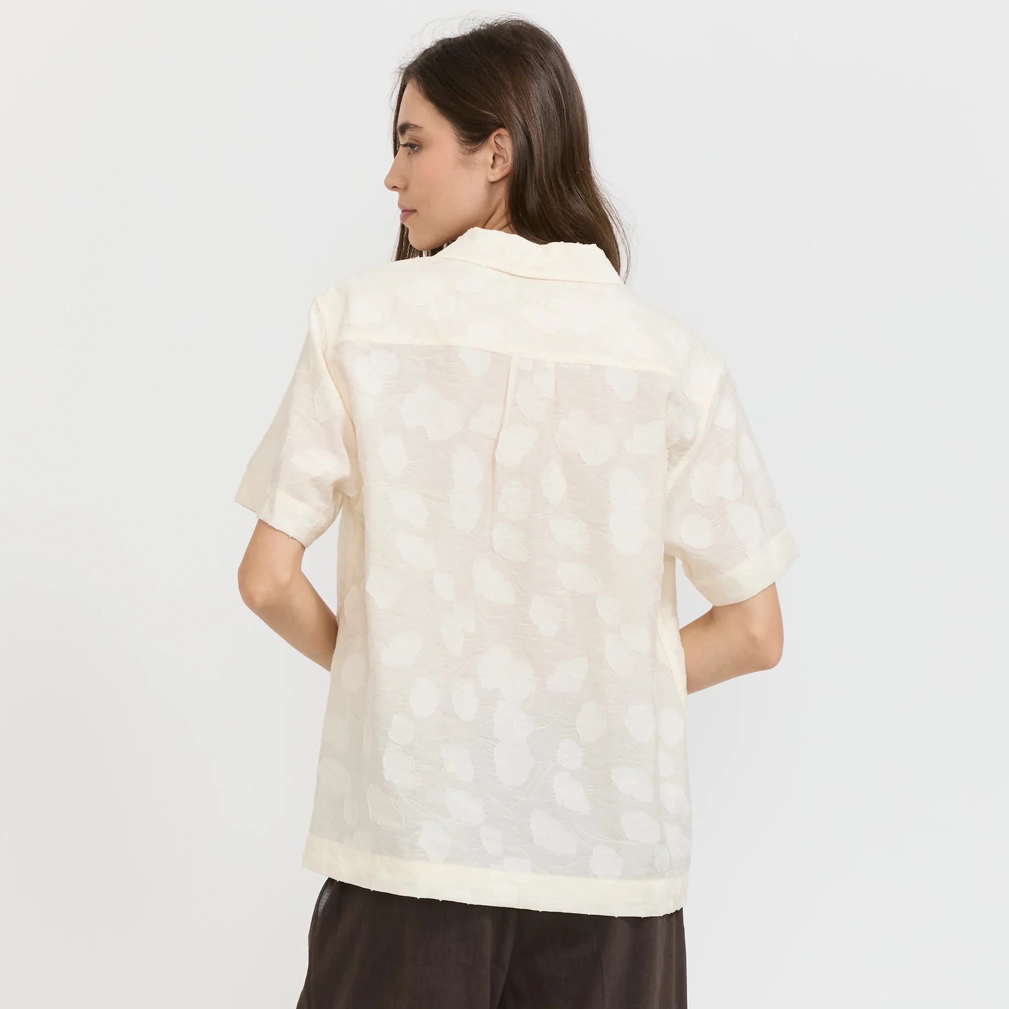 Unisex Holiday Jacquard Shirt Cream Jacquard - Image 4