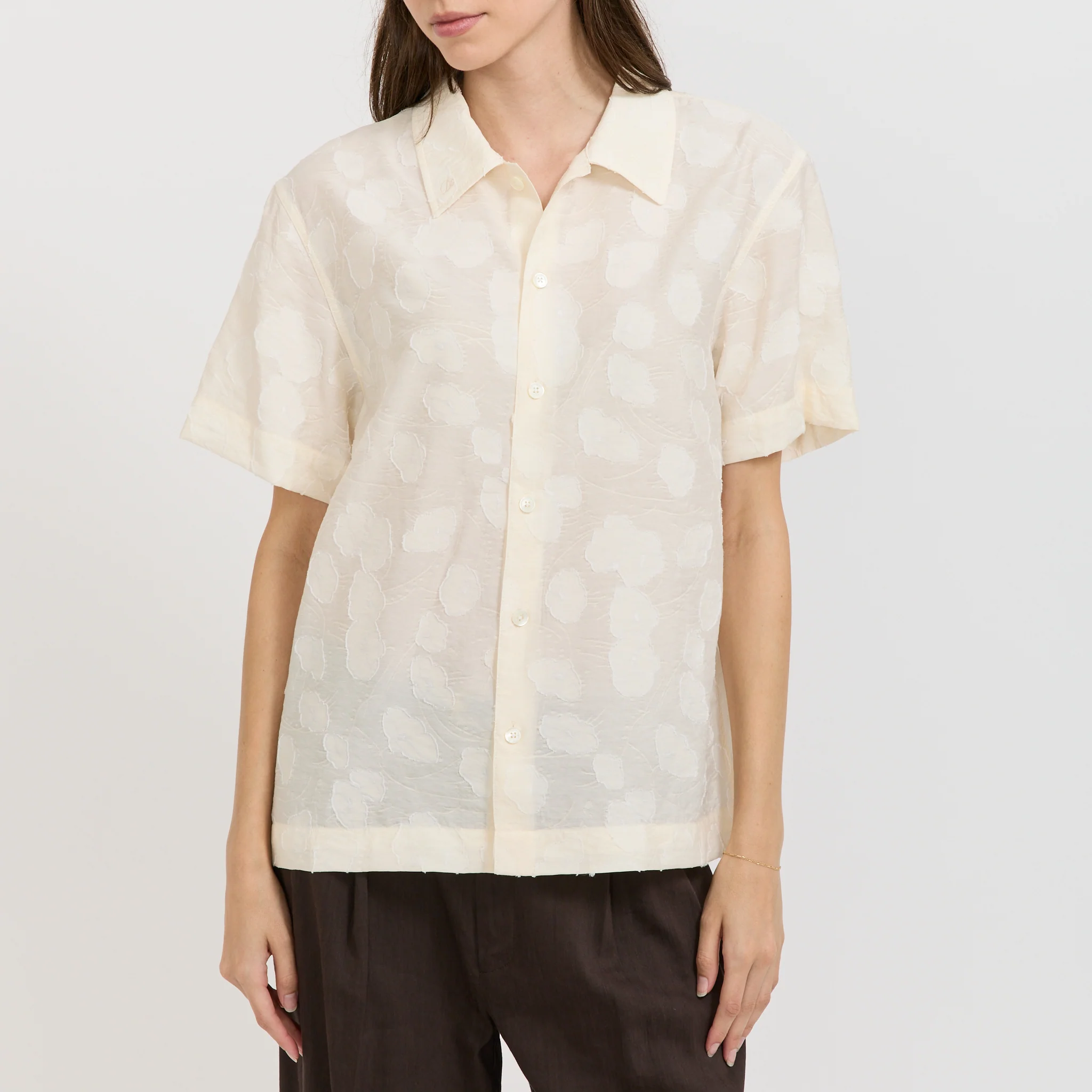 Unisex Holiday Jacquard Shirt Cream Jacquard - Image 5