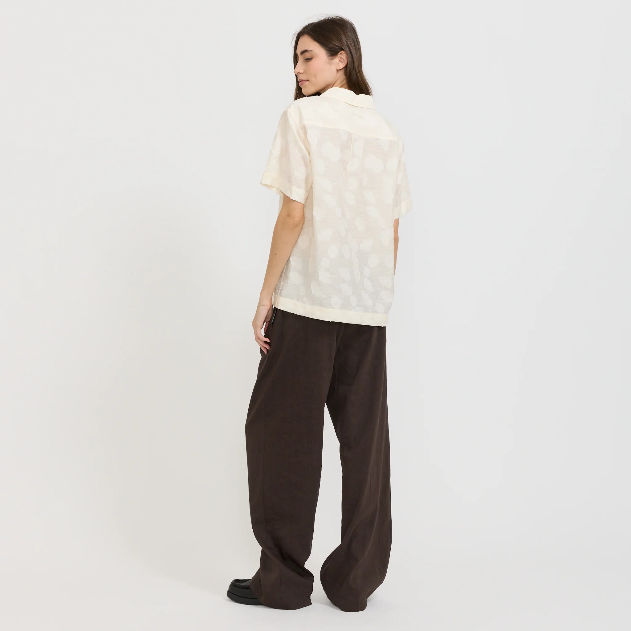 Unisex Holiday Jacquard Shirt Cream Jacquard - Image 6