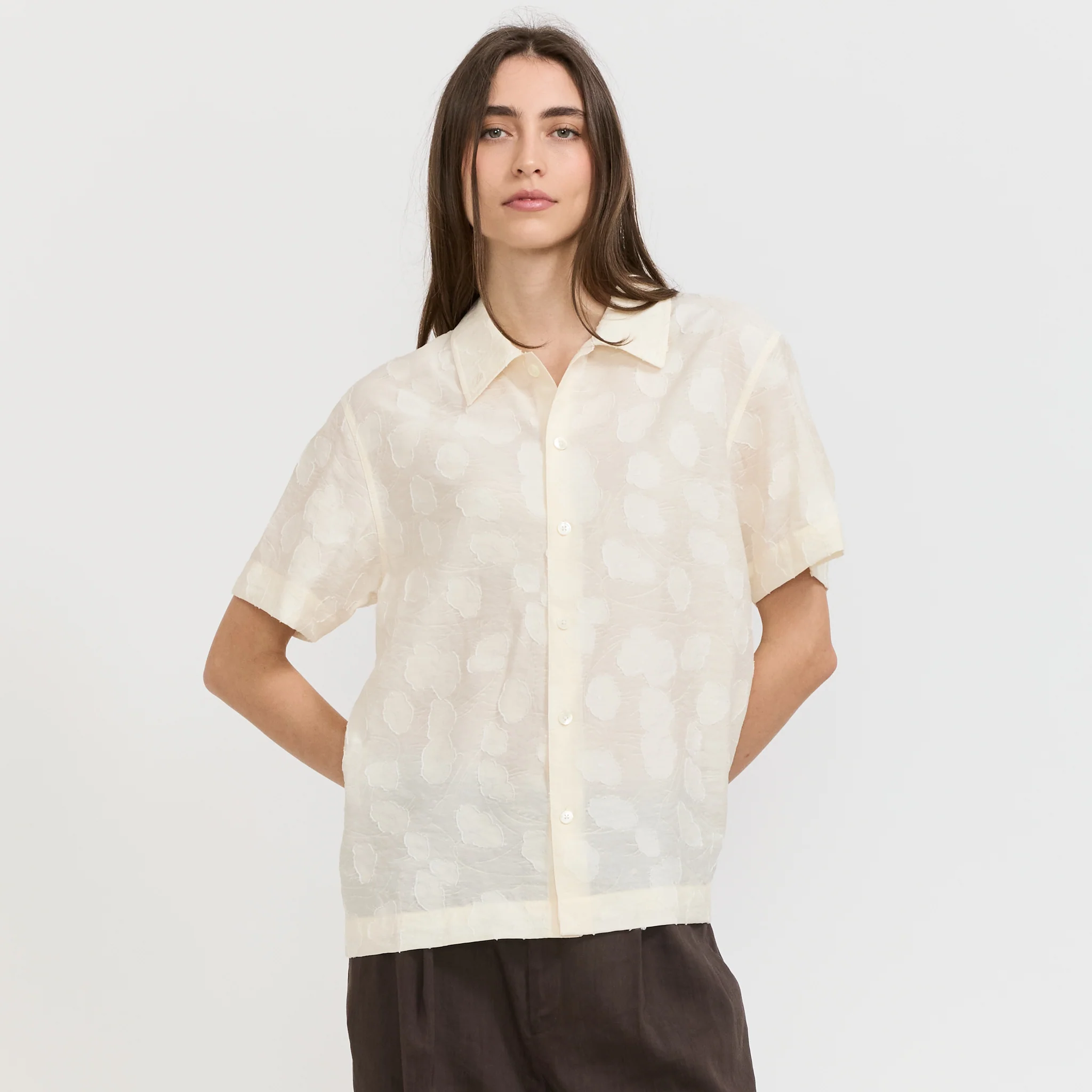 Unisex Holiday Jacquard Shirt Cream Jacquard - Image 7