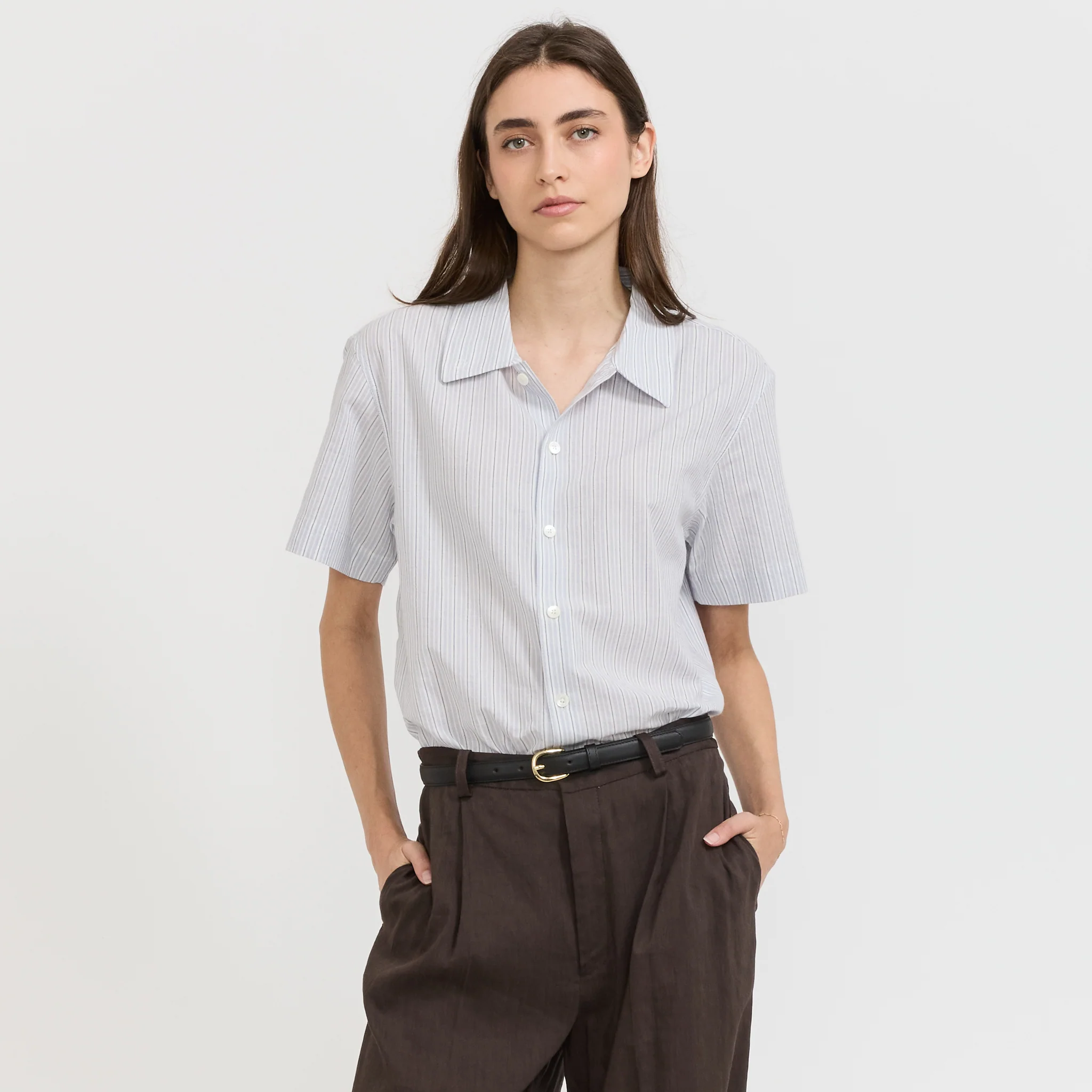 Unisex Holiday Striped Shirt Soft Blue Stripe
