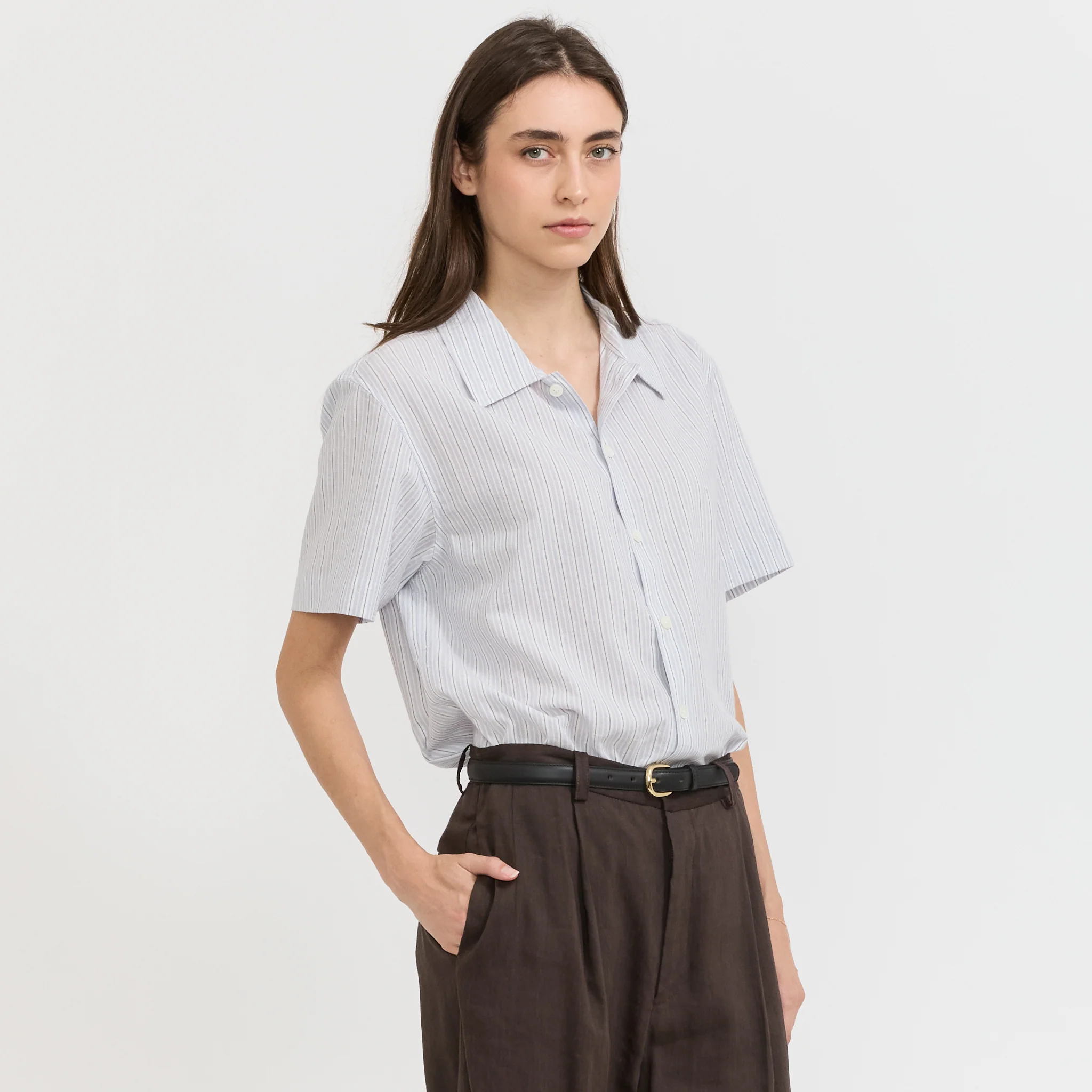Unisex Holiday Striped Shirt Soft Blue Stripe - Image 3