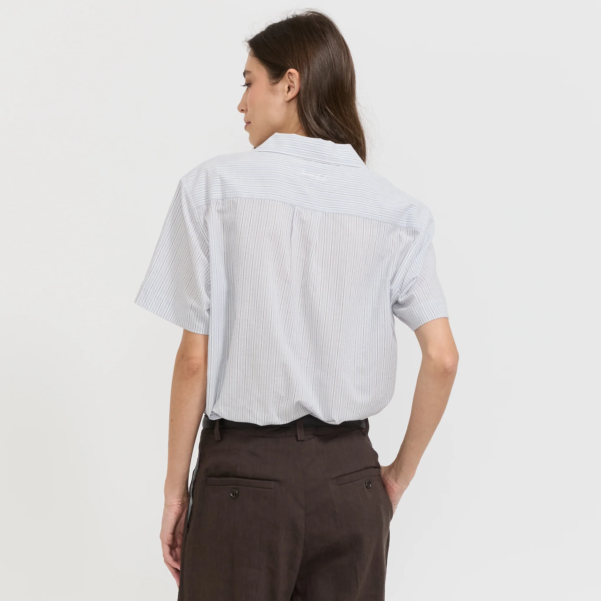 Unisex Holiday Striped Shirt Soft Blue Stripe - Image 4