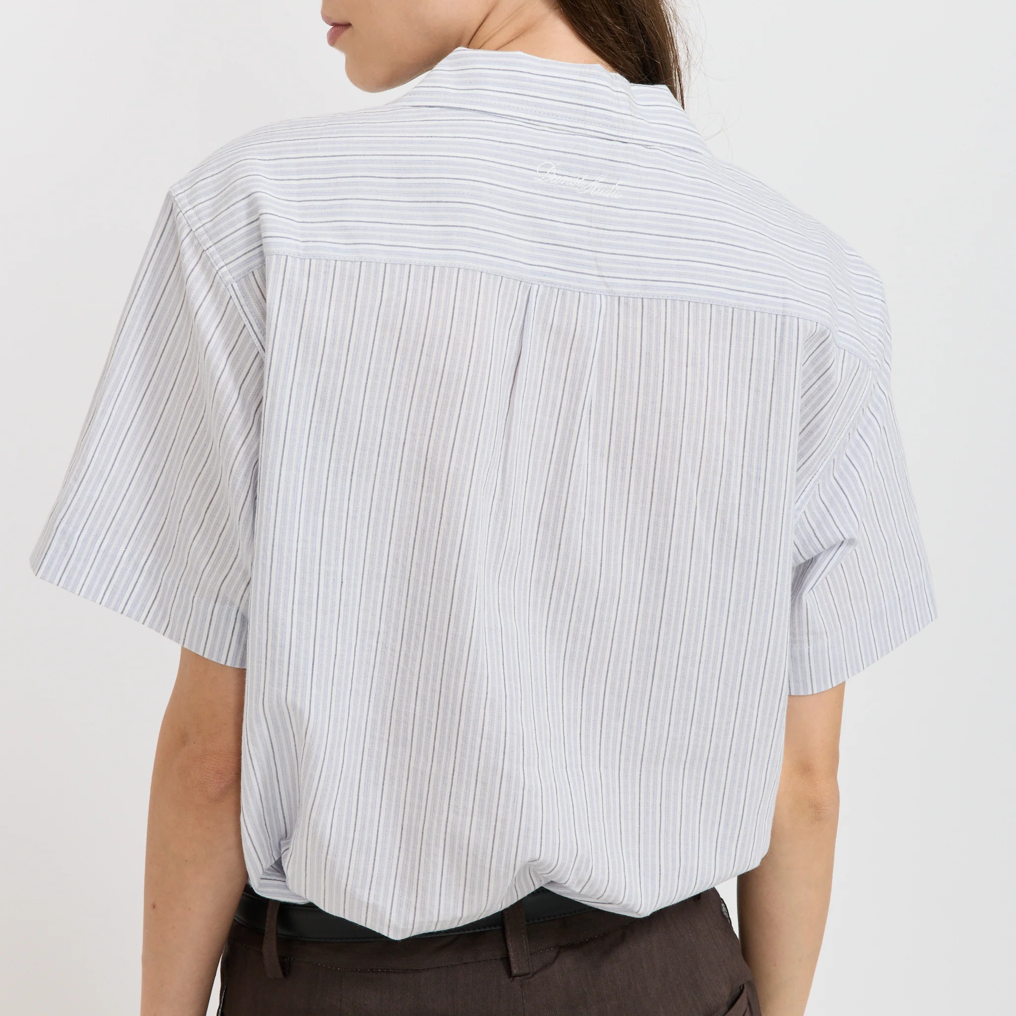 Unisex Holiday Striped Shirt Soft Blue Stripe - Image 6