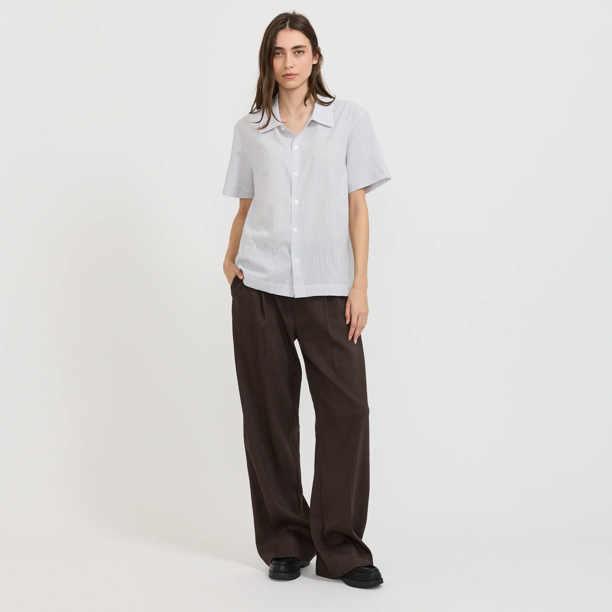 Unisex Holiday Striped Shirt Soft Blue Stripe - Image 7