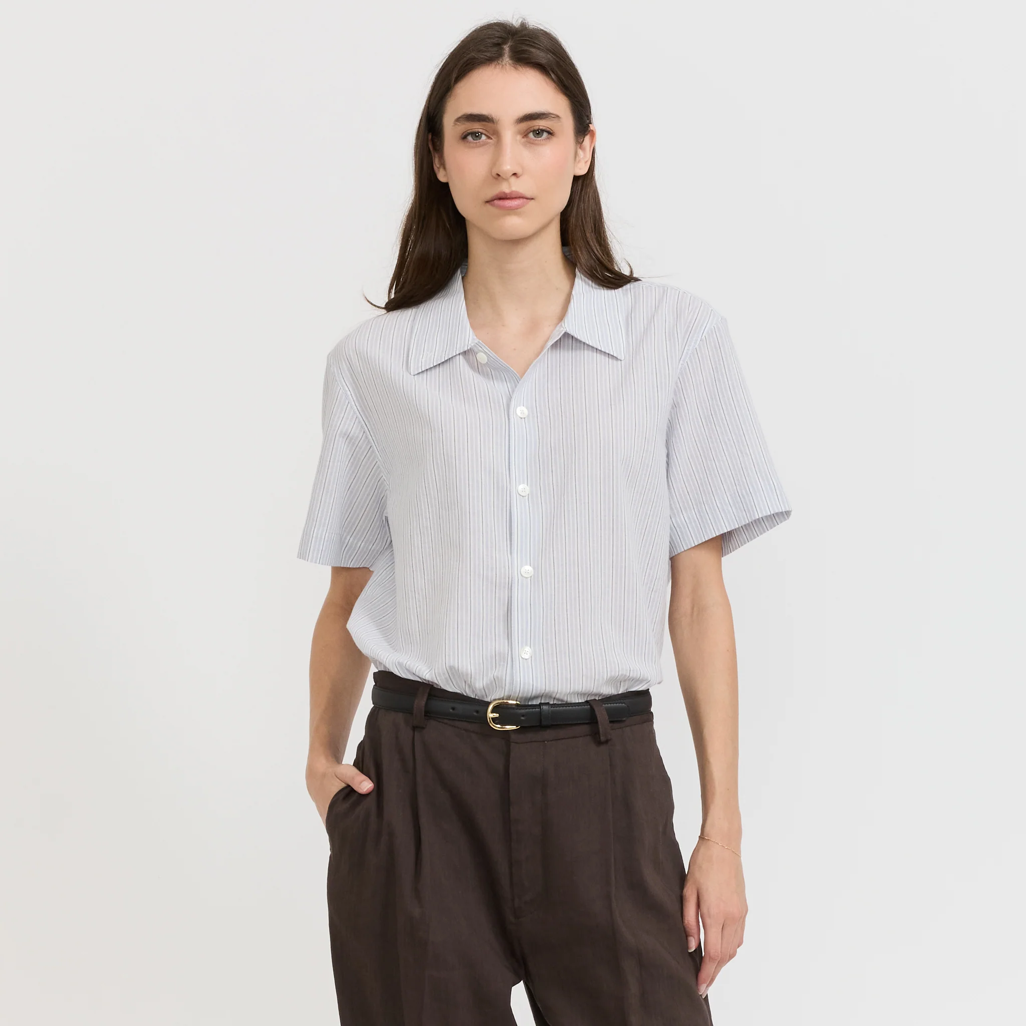 Unisex Holiday Striped Shirt Soft Blue Stripe - Image 8