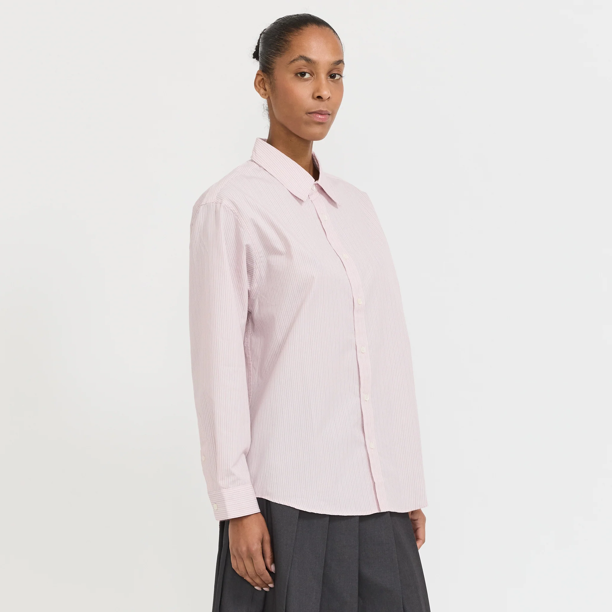 Unisex Informal Shirt Soft Pink Stripe - Image 3