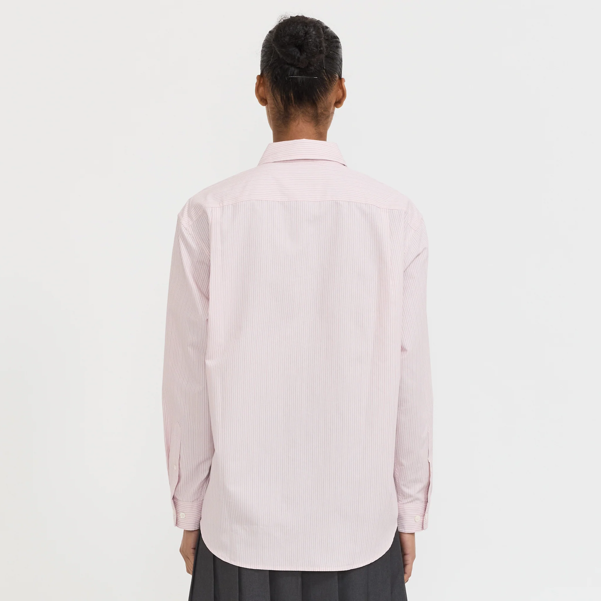Unisex Informal Shirt Soft Pink Stripe - Image 4