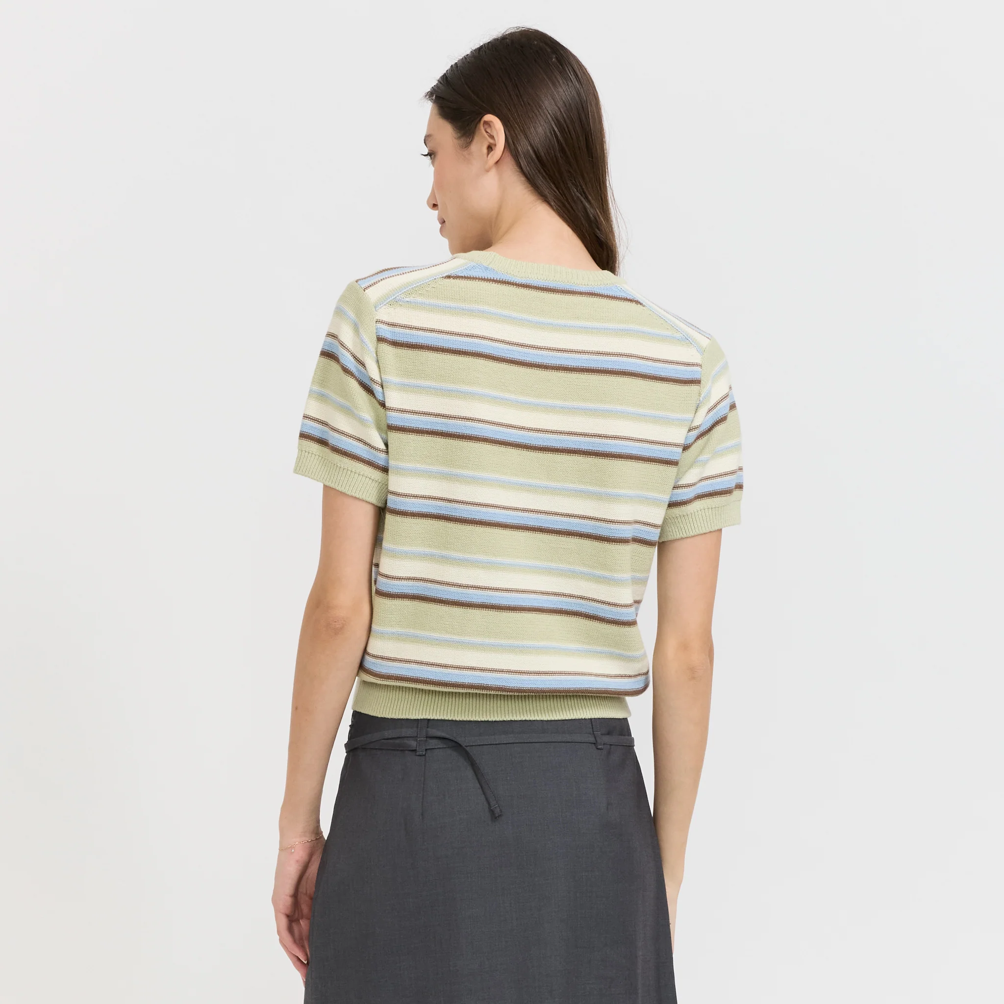 Unisex Striped Knit Mint/Cream Stripe - Image 4