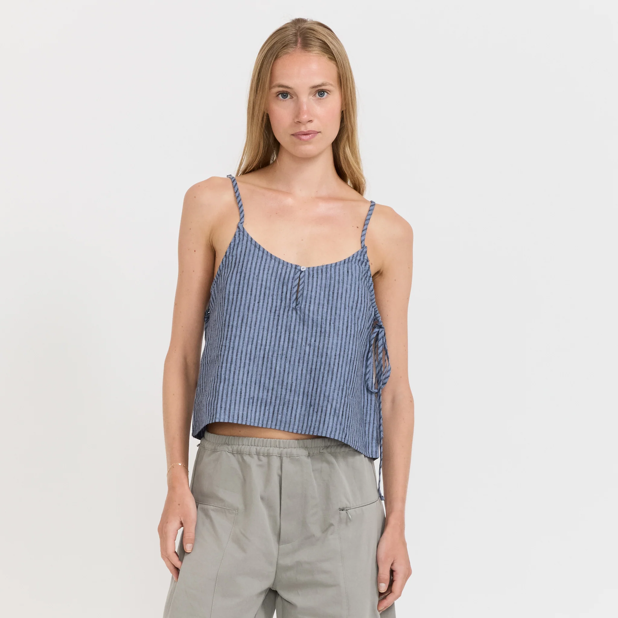 V-Neck Cami Azure Stripe