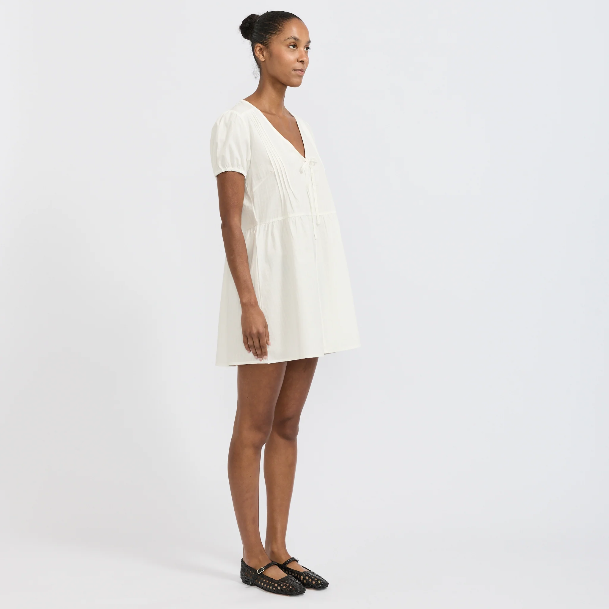 V Pleat Dress White Texture - Image 3