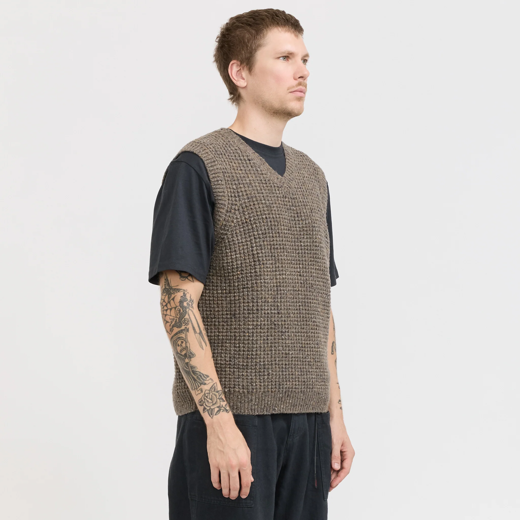 Vee Knit Vest Brown Multi - Image 3