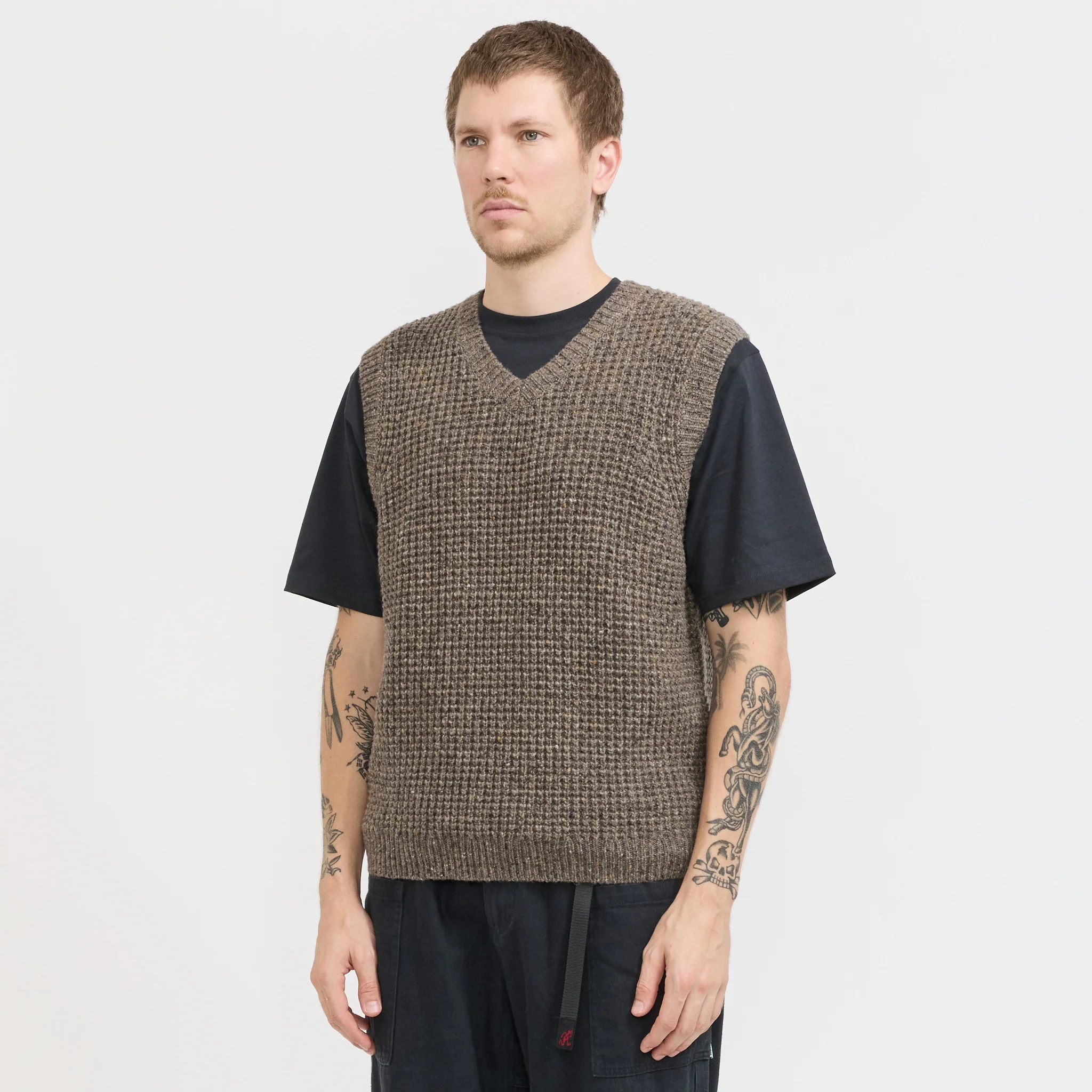Vee Knit Vest Brown Multi - Image 6