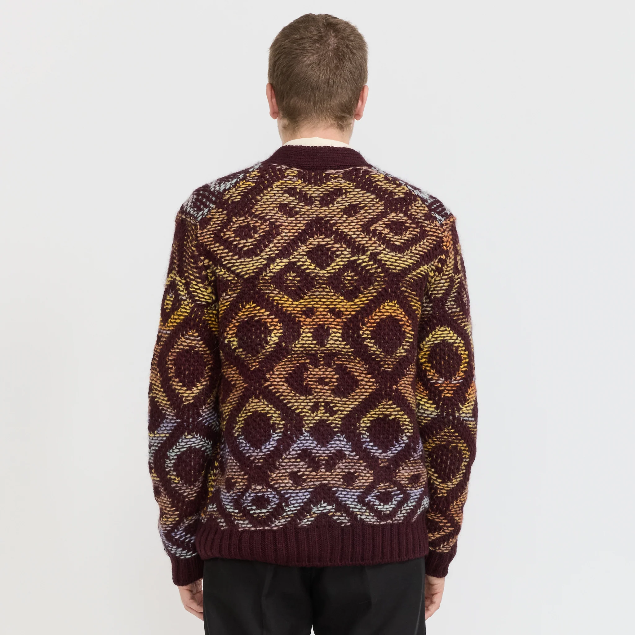 Viggo Jacquard Cardigan Wine Red - Image 4