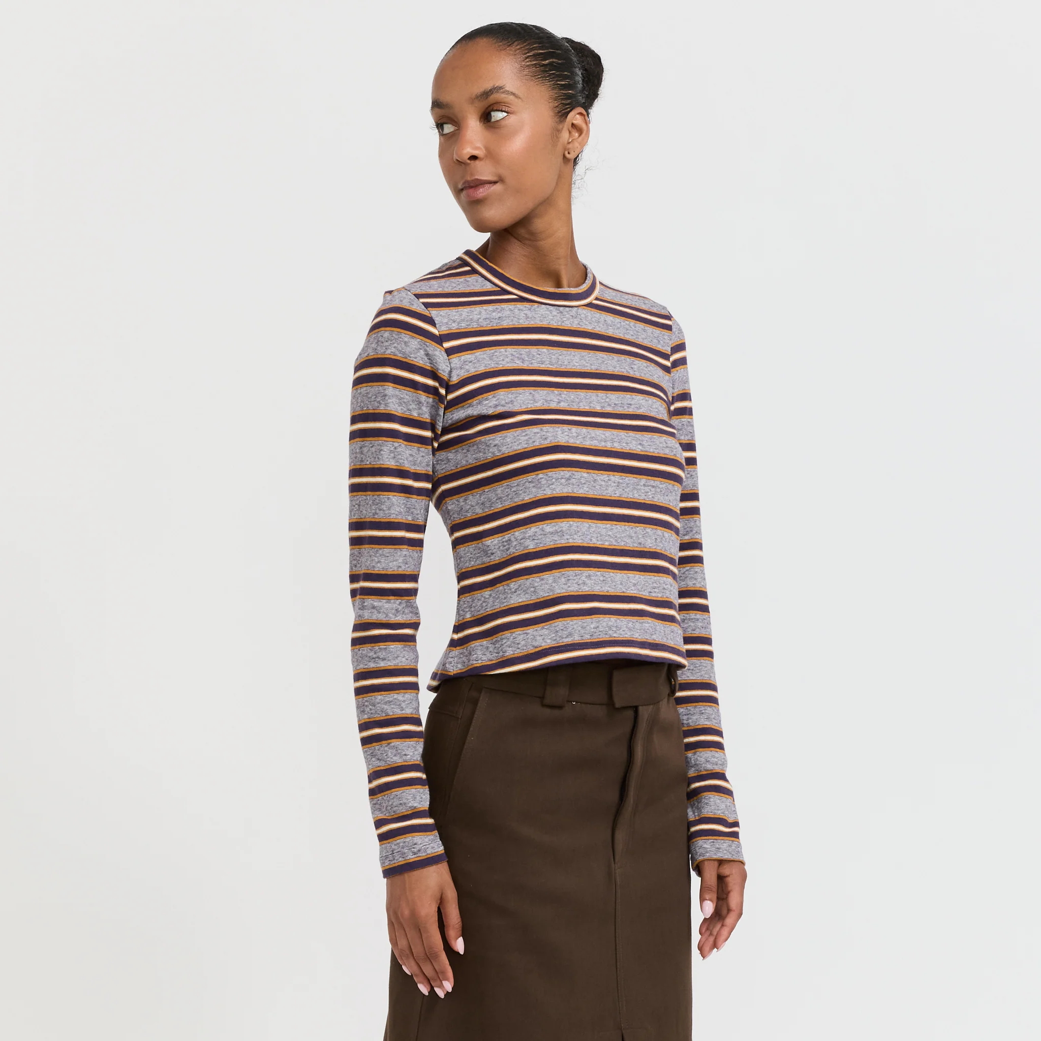 Vintage Stripe Baby L/S T-Shirt Purple/Gold Stripe - Image 3